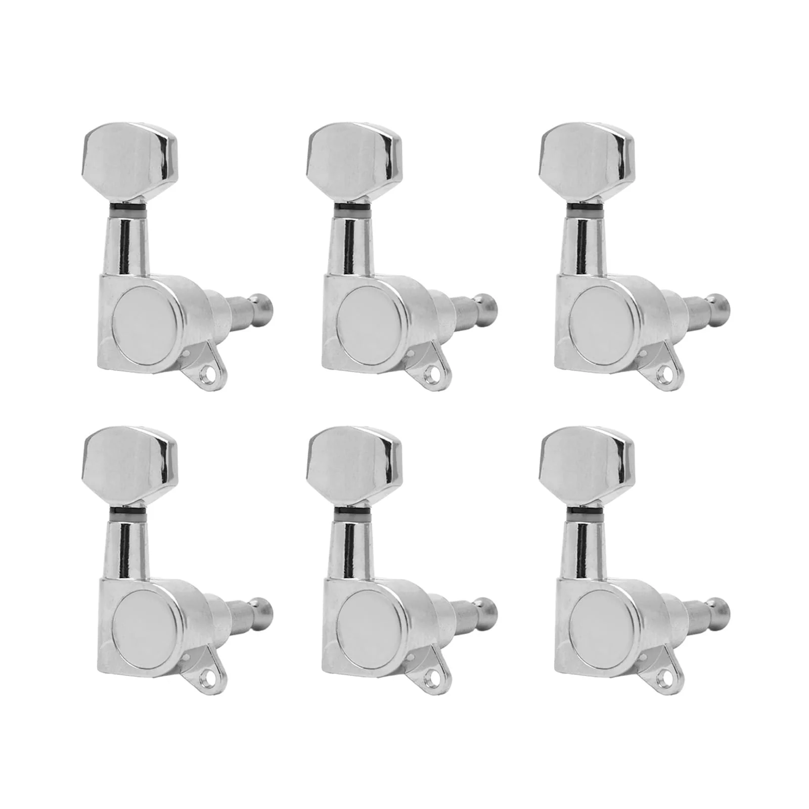 6Pcs Right Hand Sealed Guitar Tuner Pegs,Big Square Electric Guitar String Tuning Pegs Keys Machine Heads for Fender Strat Stratocaster Tele Telecaster/Electric Guitar (Silver) Silver