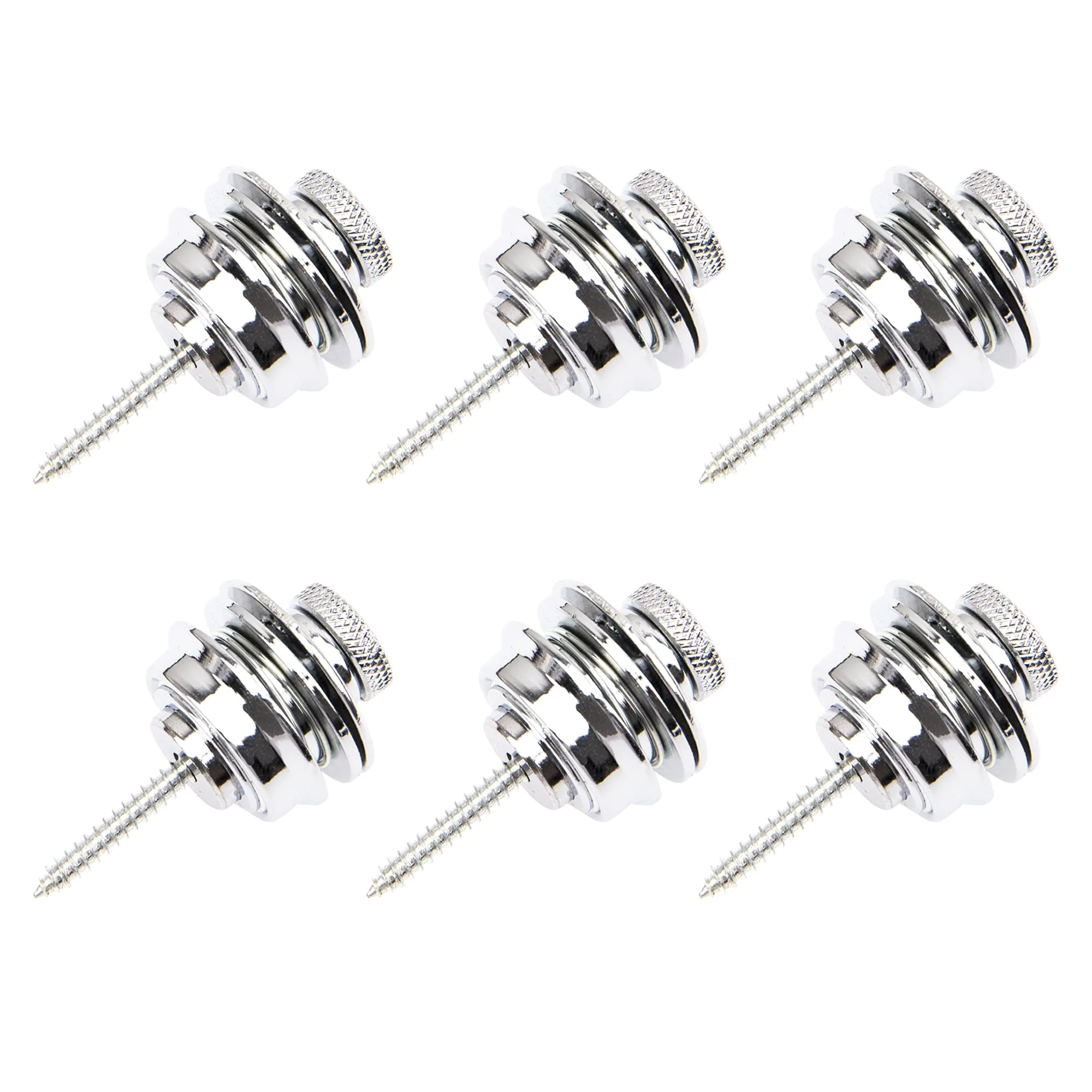 6Pcs Yootones Guitar Strap Locks Flat Round Head Heavy Duty Metal Button Security Straplock Compatible with Electric Acoustic Guitar, Bass, Ukulele (Silver) Silver - Image 2