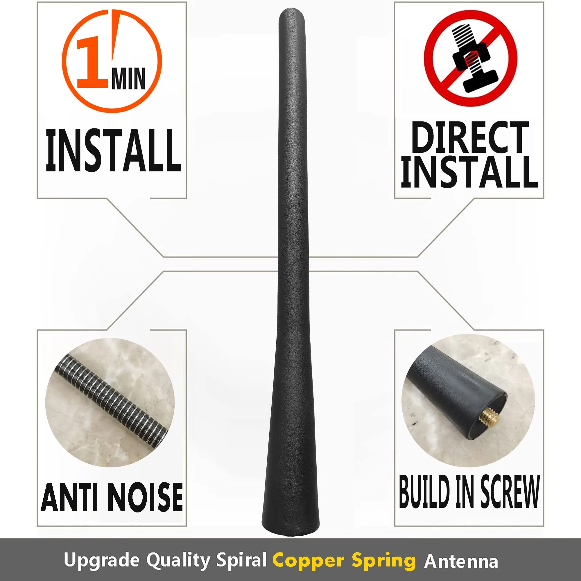 7 Inch Rubber Antenna for Toyota Solara Convertible (2004-2008), Toyota Solara Convertible Antenna - Car Wash Proof, Internal Copper Coil Antenna Mast Replacement - Image 5