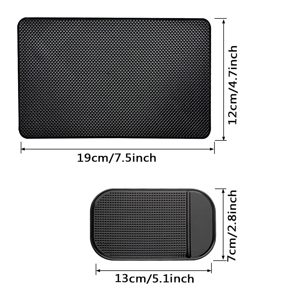 7 Pack Car Dashboard Anti-Slip Mat, 2 Sizes Heat Resistant Sticky Non-Slip Ripple Dash Grip Silicone Pad for Cell Phone Sunglasses Keys by ACKLLR,Black - Image 2