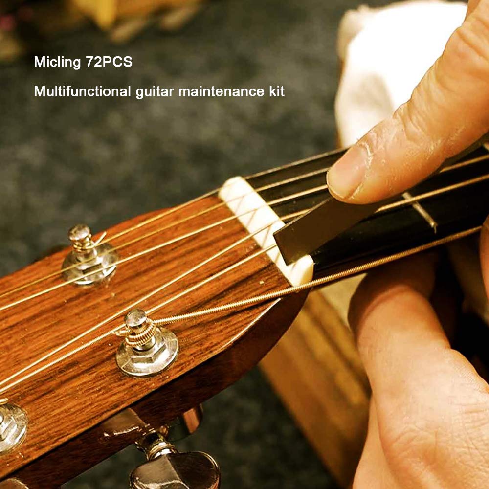 72PCS Guitar Tool Kit,Professional Guitar Repairing Maintenance Tool Kit with Guitar Strings Picks Bridge Pins Gauge Guitar Accessories Gift for Acoustic Guitar Electric guitar Ukulele Bass Banjo - Image 6