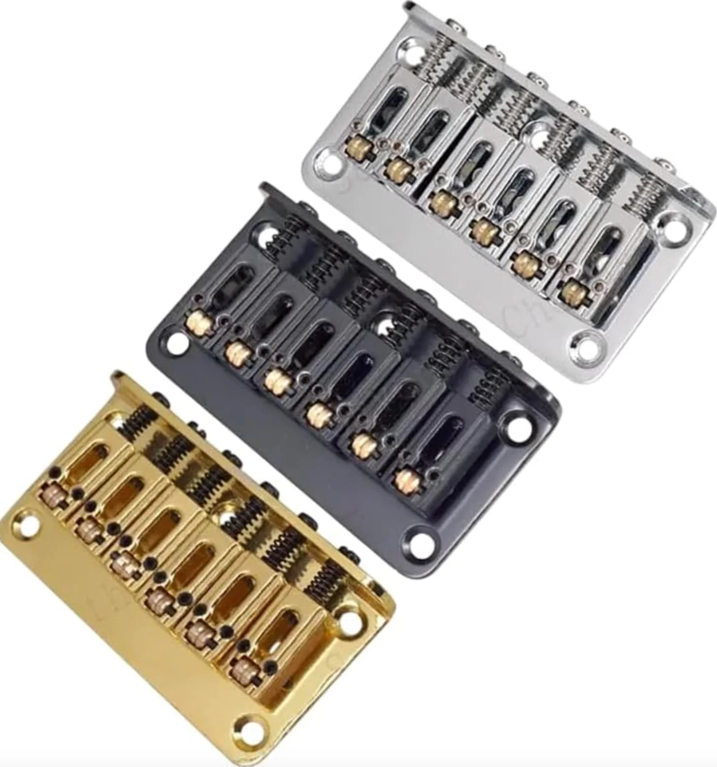 78MM Guitar Fixed Hardtail Bridge with Roller Saddles Fit Stratocaster Strat (Chrome) Chrome