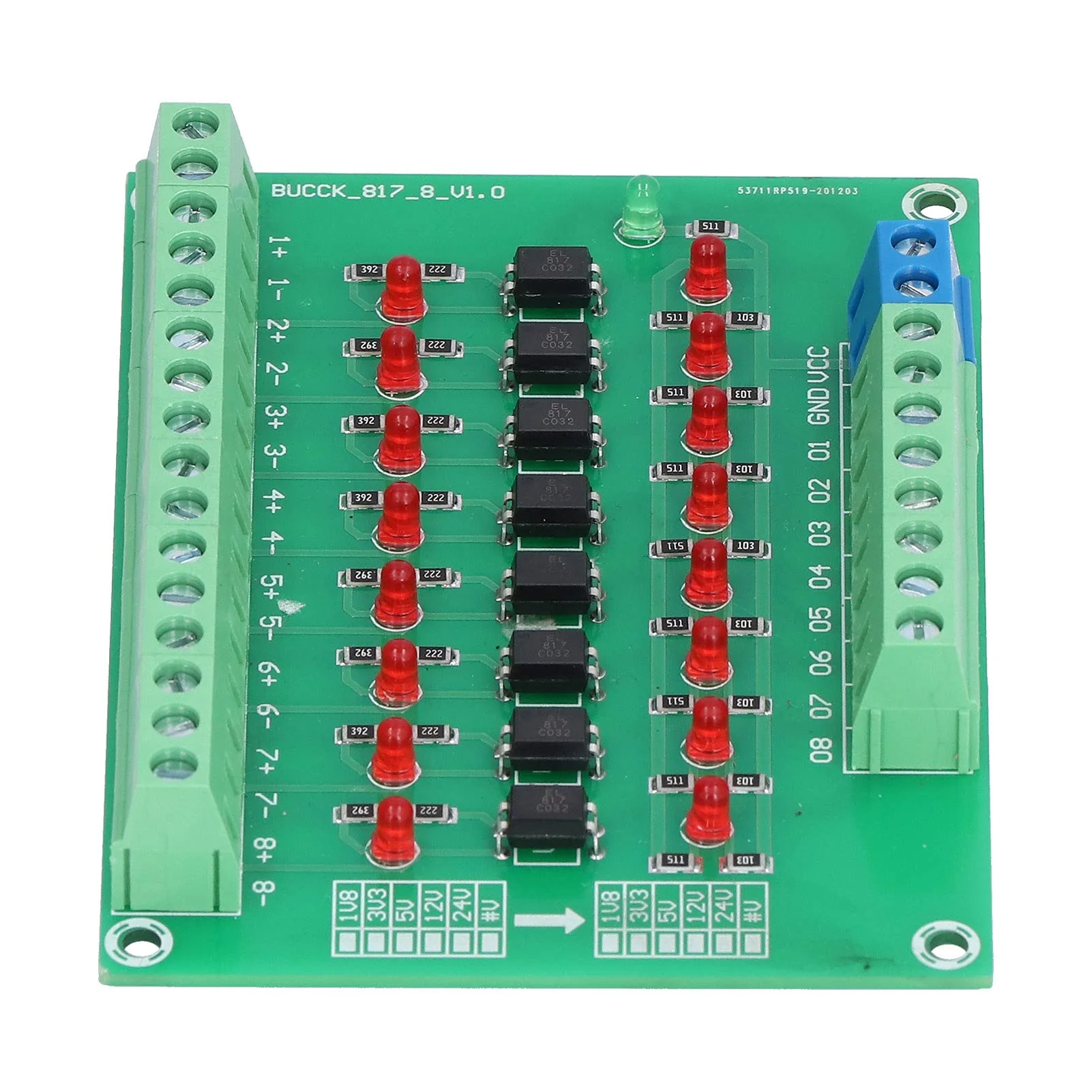 8 Channel Optical Isolation Module 24V to 5V Optocoupler PLC Signal Converter Board for Signal Isolation optical module optical module board rails