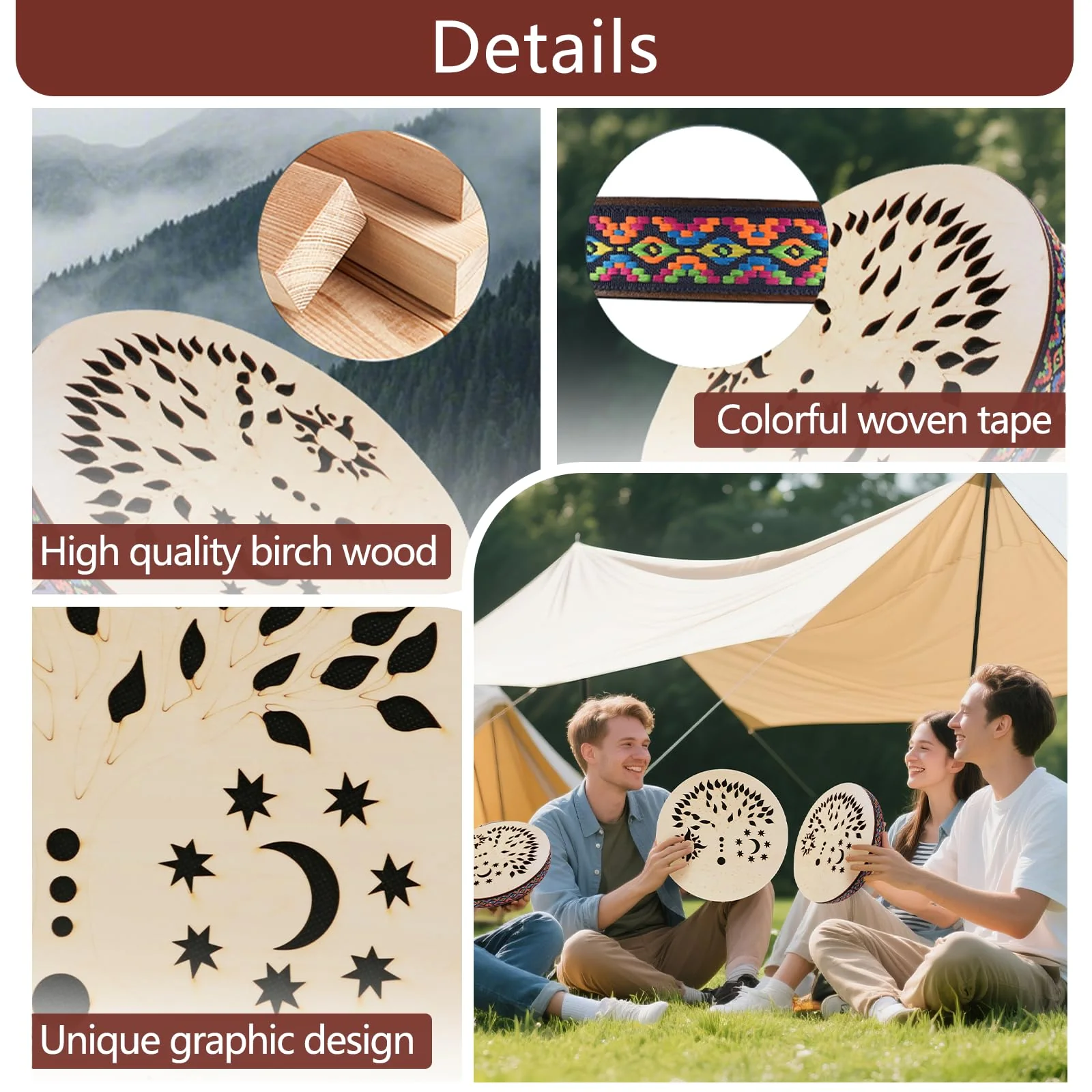 8INCH Ocean Drum,Water Stream Drum,Rain Disk "Water-Fall",Sound Healing,Onomatopoeic Music,For Performance Accompaniment(Tree of Life) 8 INCH - Image 5