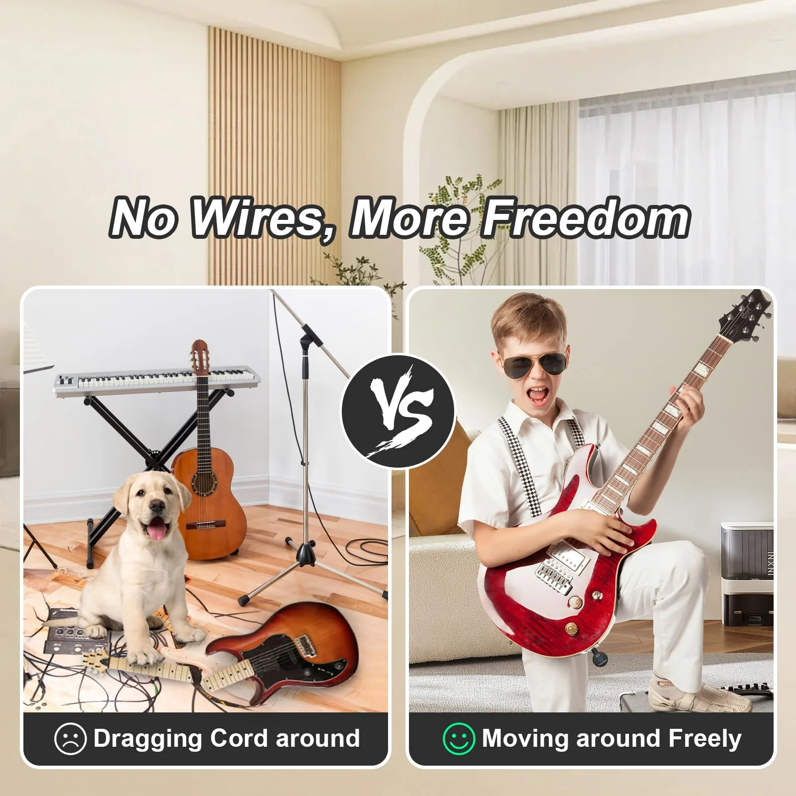 A13 Wireless Guitar System 2.4GHz Transmitter Receiver for Electric/Acoustic Bass Guitar, Rechargeable Li-Battery, Plug & Play Wireless Guitar Cable for Guitar, Bass, Violin - Black (2TX + 1RX) A13-2 - Image 7
