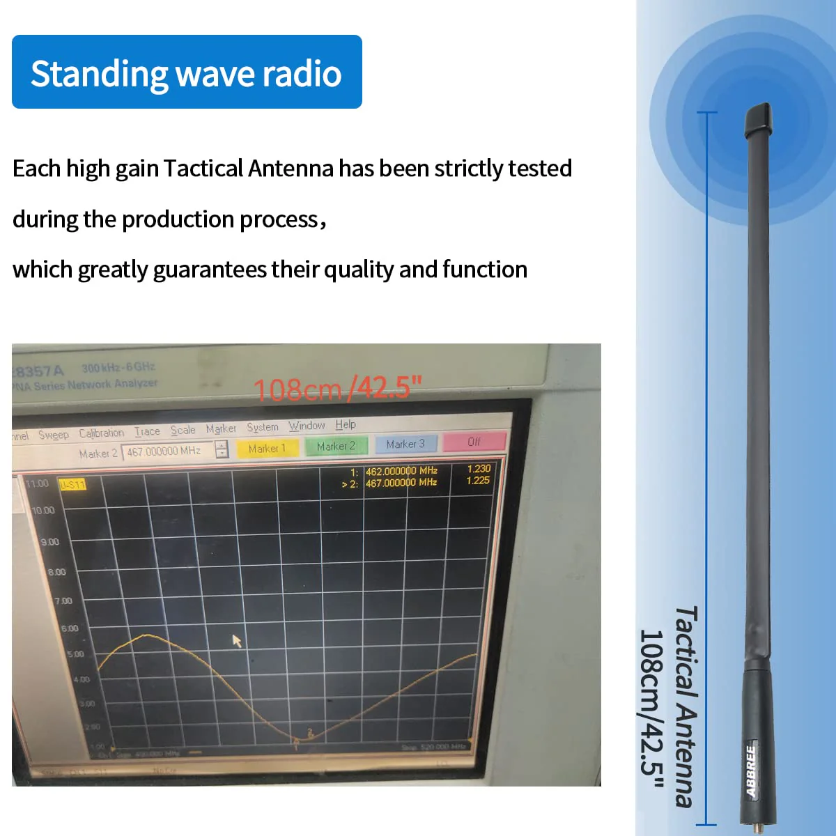 ABBREE GMRS Radio Antenna 42.5-inch SMA Female CS Tactical Antenna for Baofeng UV-5R AR-152 UV-82 BF-888S and GM-15 Pro GMRS GM-5RH TD-H3 Radio Antennas - Image 7