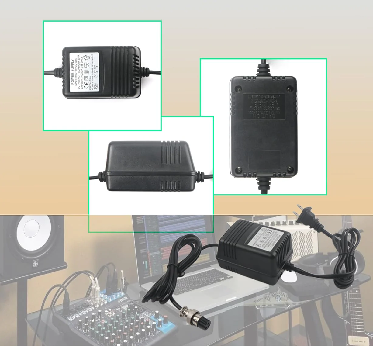 AC 17V 600mA Adapter 3-Pin Mixer Pedalboard Connector Mixing Console Mixer Power Supply for Yamaha F4/F7/6FX/MG82X - Image 6