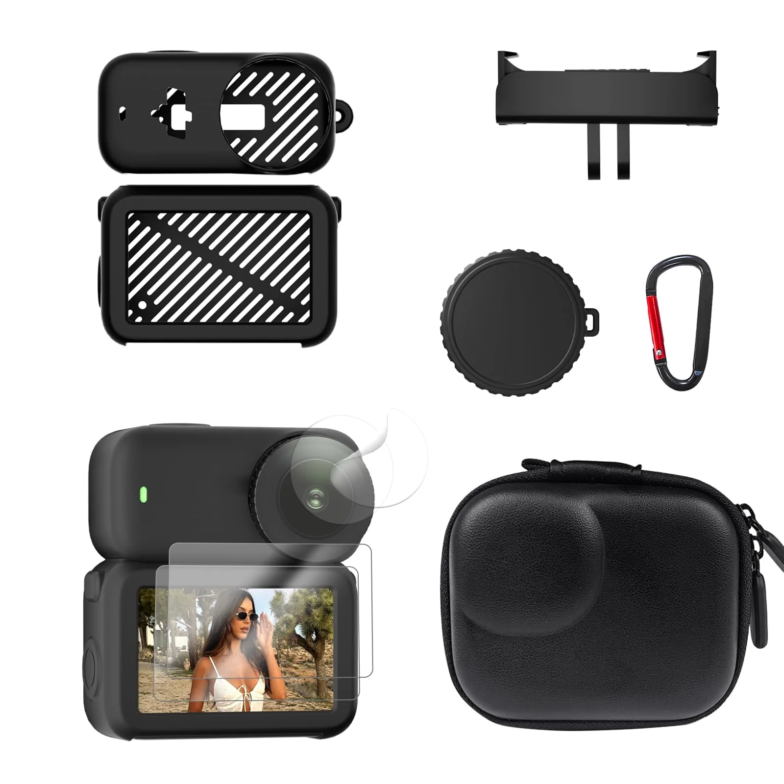 Accessories Kit for DJI Osmo Nano Accessories Including Silicone Protective Cases Mini Storage case Magnetic Mount Tempered Glass Protective Films Lens caps lanyards and for DJI Osmo Nano