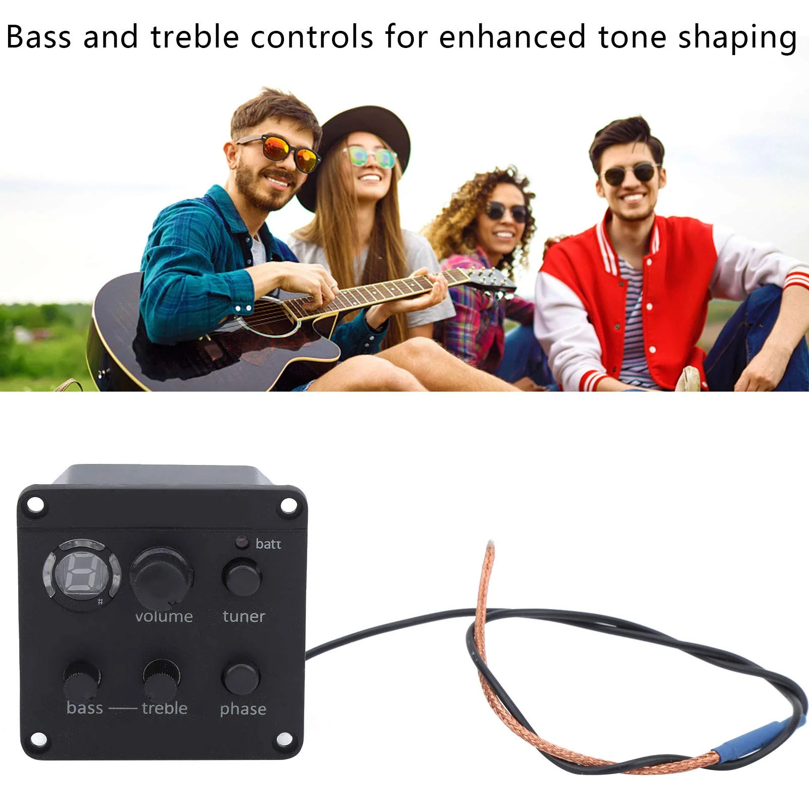 Acoustic Guitar Pickup, Guitar Pickup Onboard Preamp Equalizer with User Manual EQ Glued to Sound Hole - Image 3