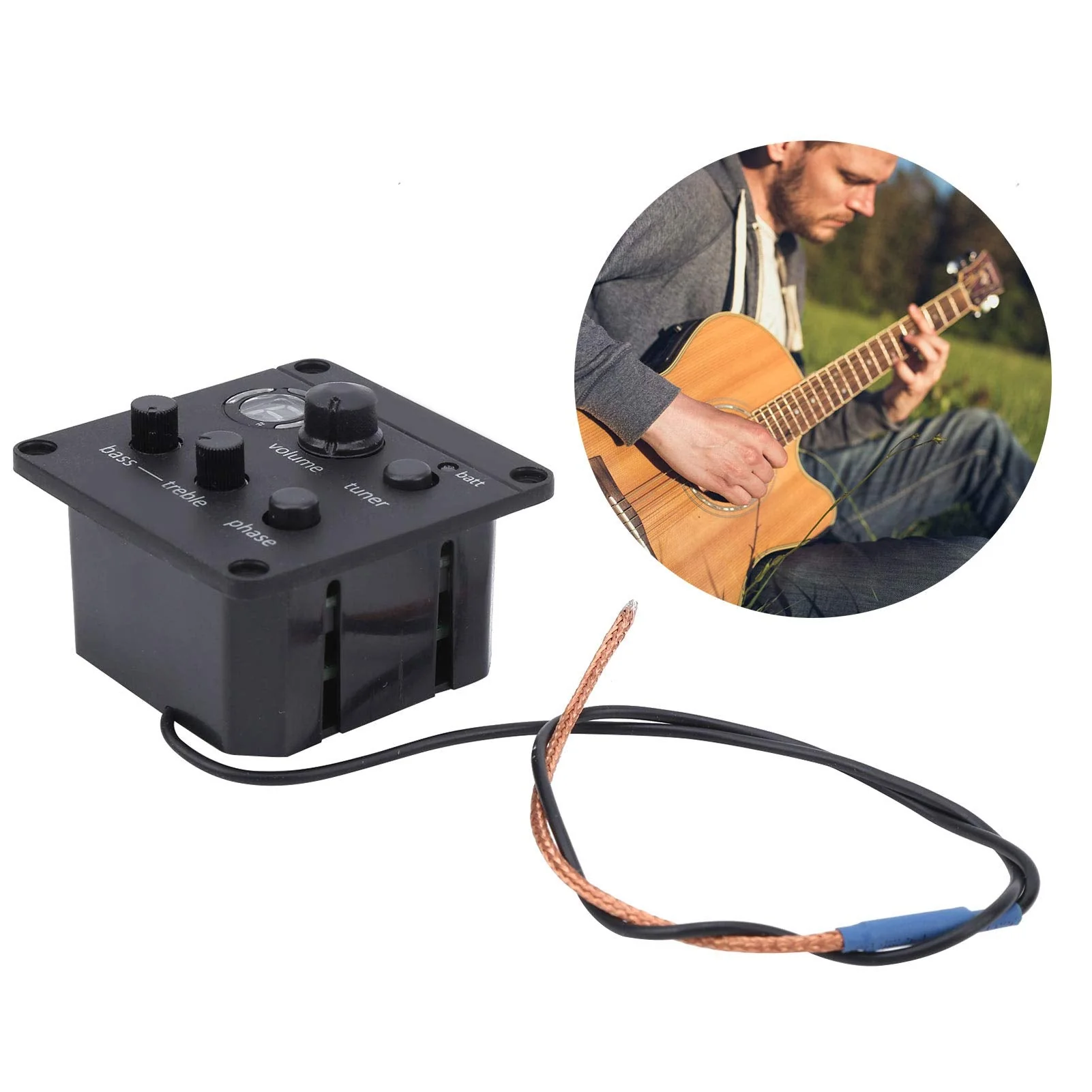 Acoustic Guitar Pickup, Guitar Pickup Onboard Preamp Equalizer with User Manual EQ Glued to Sound Hole - Image 6