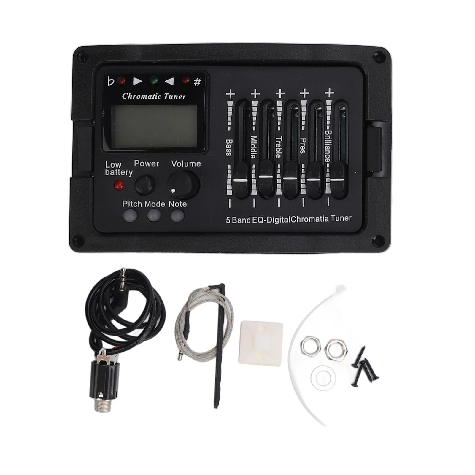 Acoustic Guitar Preamp Pickup 5 Band Guitar Preamp Equalizer with Tuner for Players Stage Performance