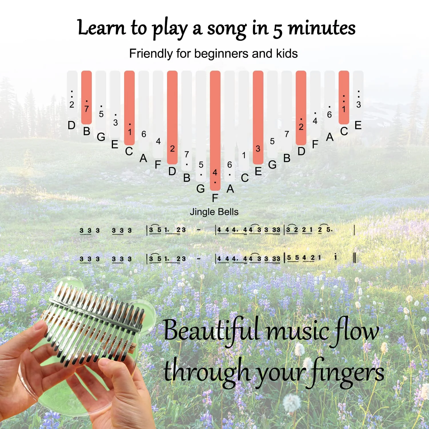 Acrylic Kalimba Thumb Piano,YUNDIE Portable 17 Keys Mbira Crystal Finger Piano, Musical Instruments Birthday Gift for Kid Adult Beginners Professional(Clear) (17 Keys) - Image 3