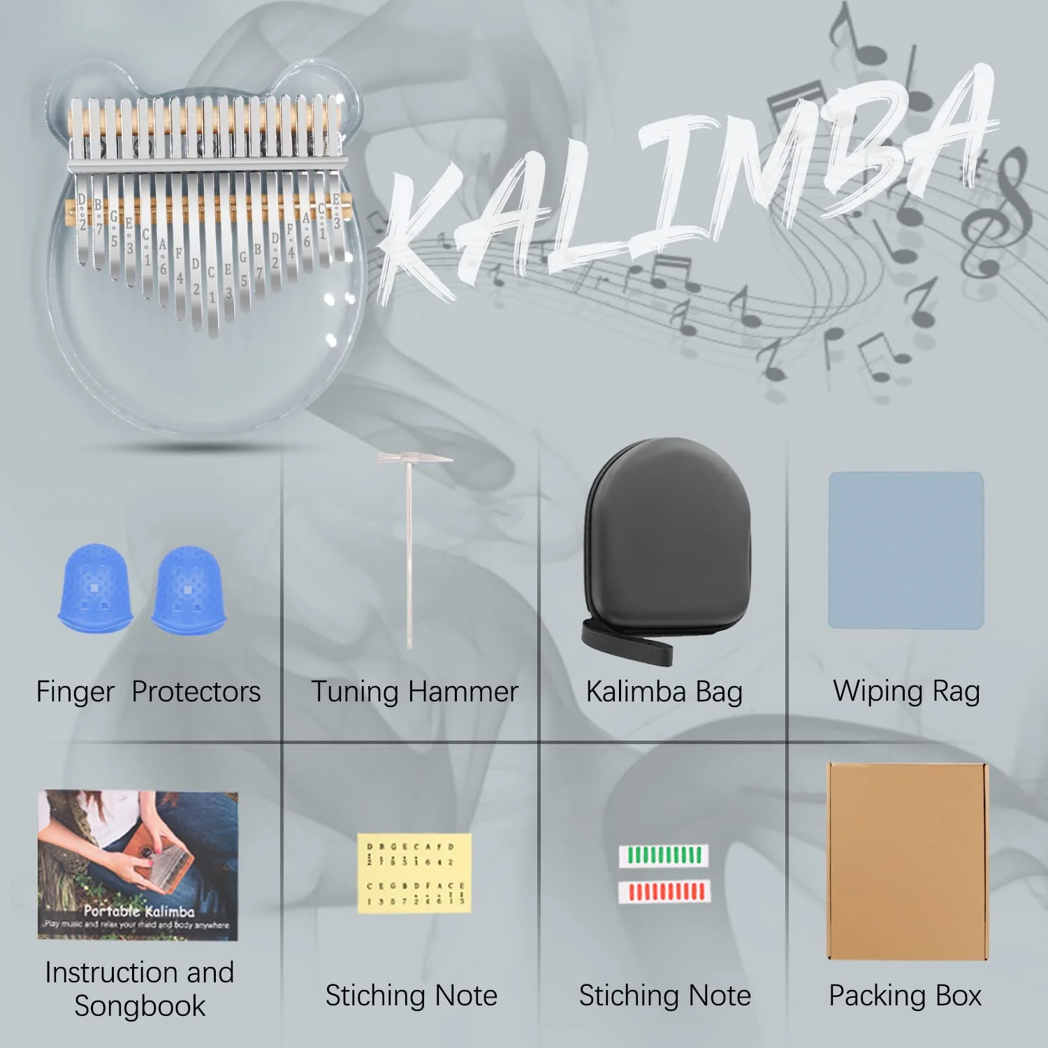 Acrylic Kalimba Thumb Piano,YUNDIE Portable 17 Keys Mbira Crystal Finger Piano, Musical Instruments Birthday Gift for Kid Adult Beginners Professional(Clear) (17 Keys) - Image 4
