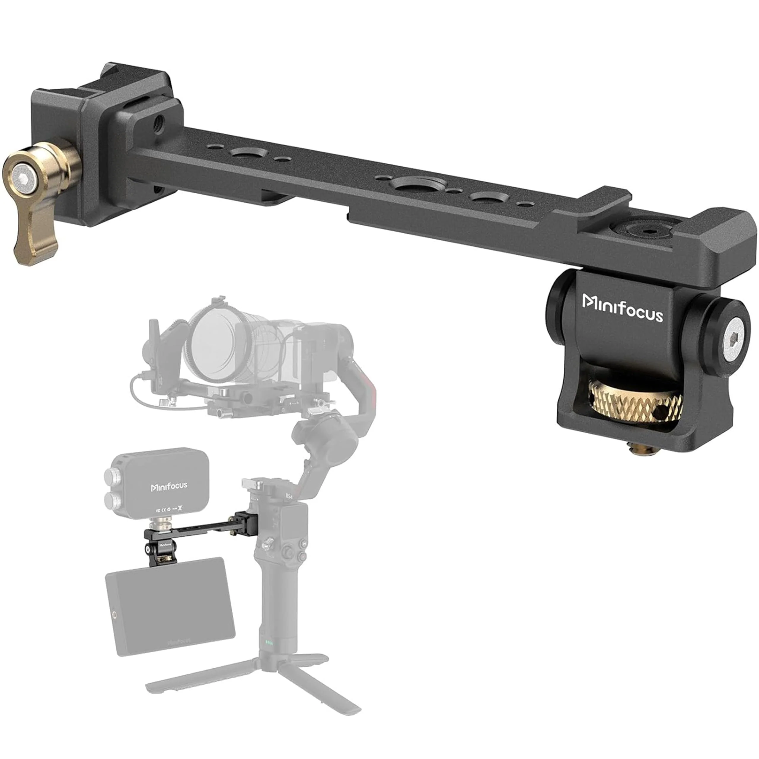 Adjustable Camera Monitor Mount with Quick Release NATO Clamp, Cold Shoe Mount, 360° Rotatable Field Gimbal Monitor Holder for DJI RS 4 Mini/RS 4 / RS 4 Pro/RS 2 / RSC 2 / RS 3 / RS 3 Pro/RS 3 Mini