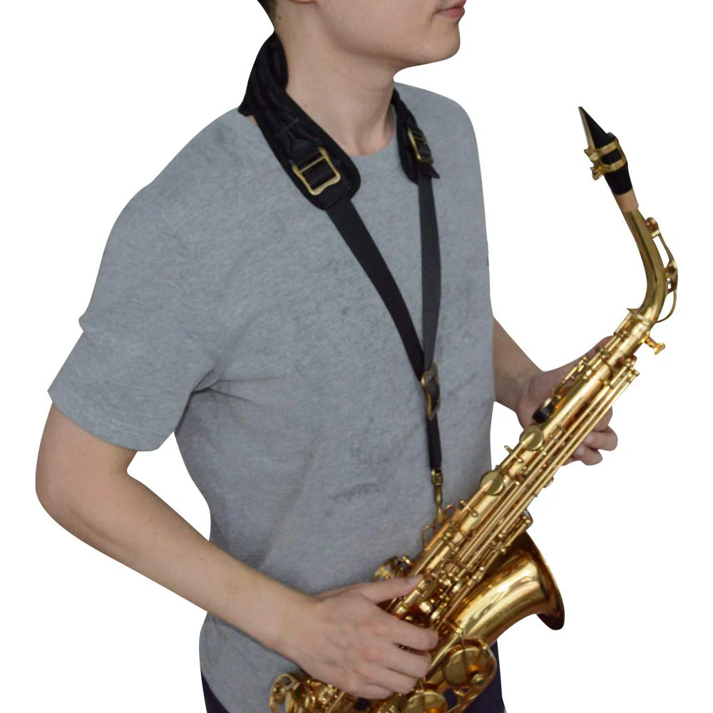 adorence Padded Saxophone Neck Strap - Comfortable Sax Strap with Breathable, Removable & Washable Neck Strap Cushion - H04 Black Darkblack - Image 6