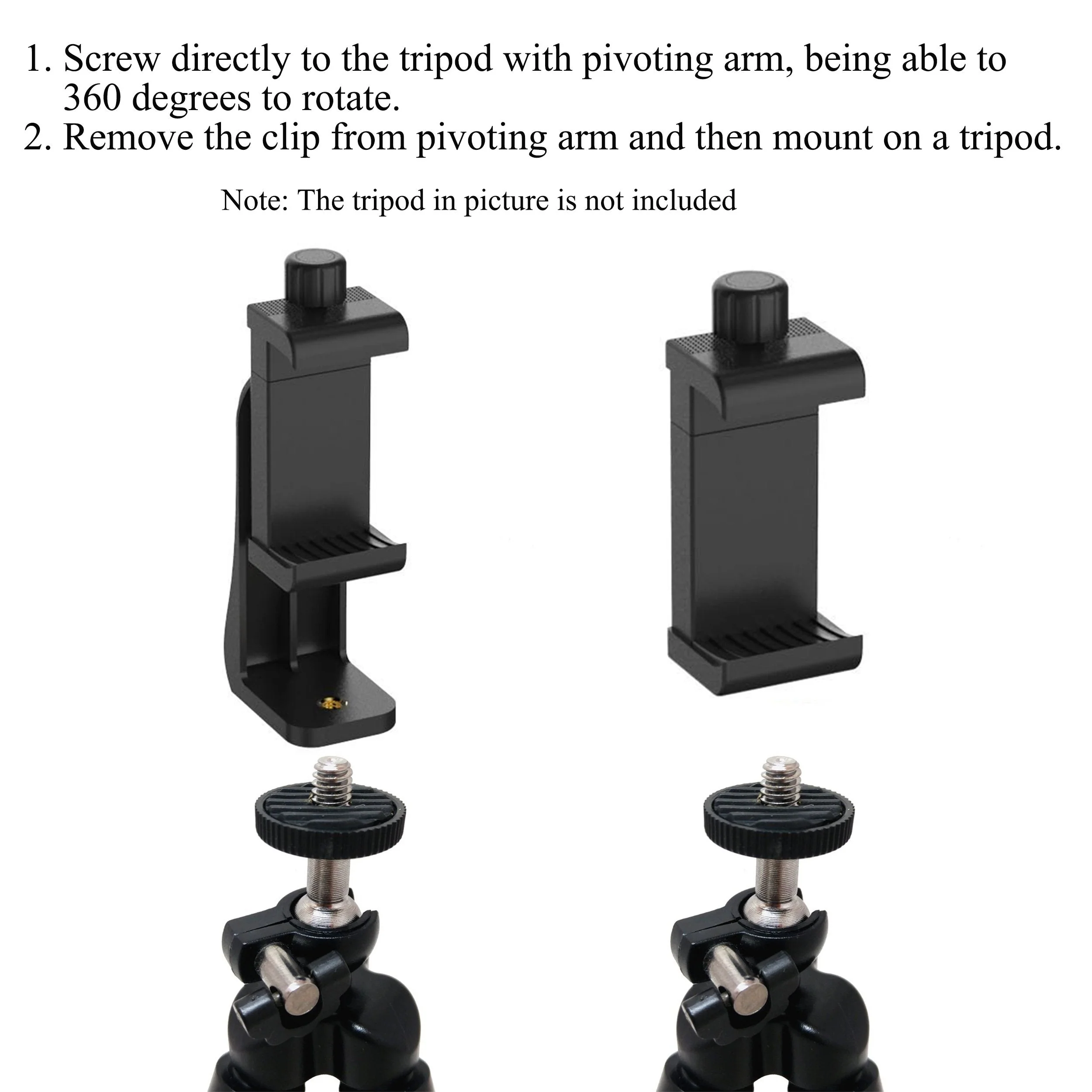 Ailun Tripod Phone Mount Holder Head Standard Screw Adapter Rotatable Digtal Camera Bracket,Compatible for Most Cellphones iPhone black - Image 7