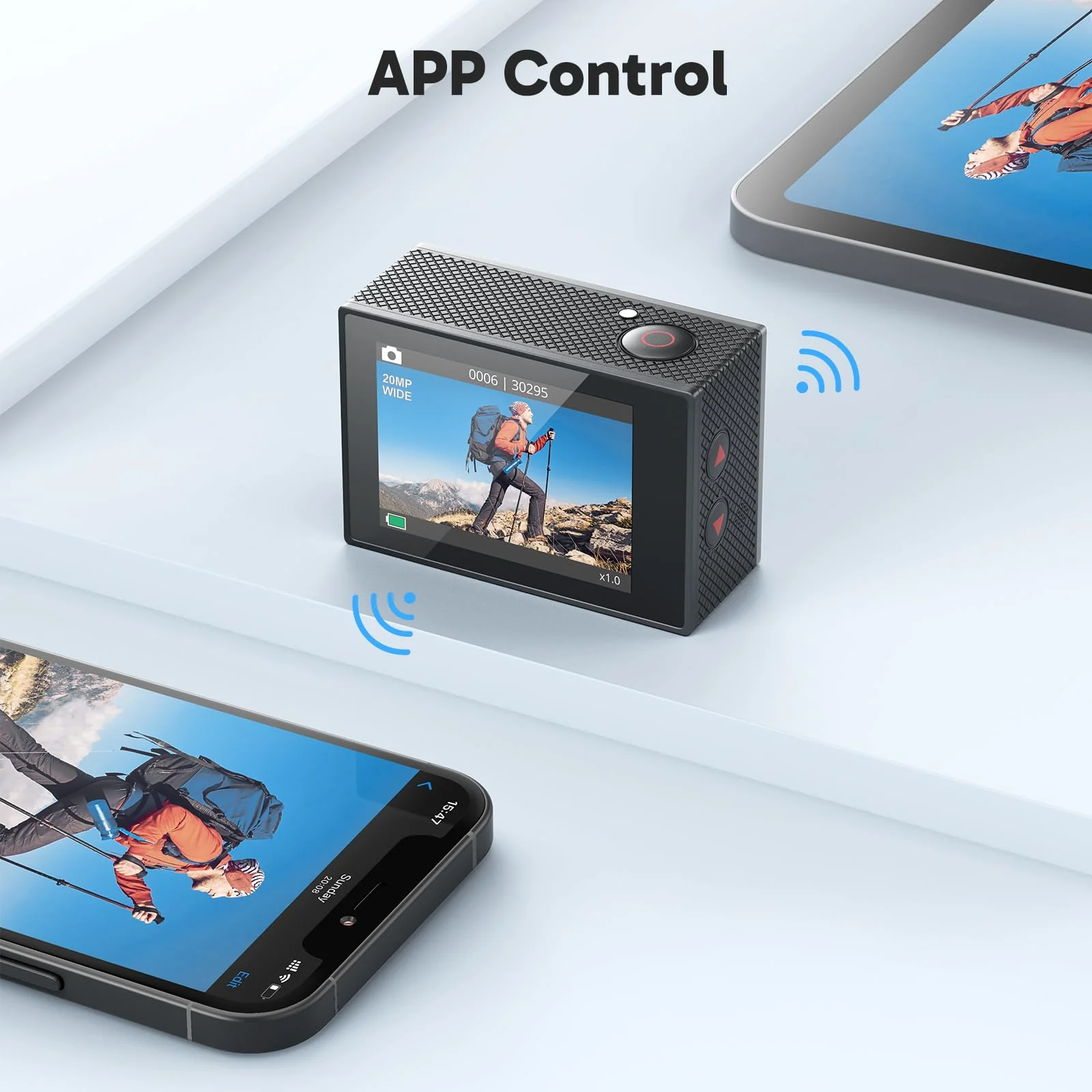AKASO EK7000 4K30FPS 20MP WiFi Action Camera with EIS Ultra HD Underwater Camera 131FT Waterproof Camera Remote Control 4X Zoom Support External Microphone Silver Sage/Silver - Image 7