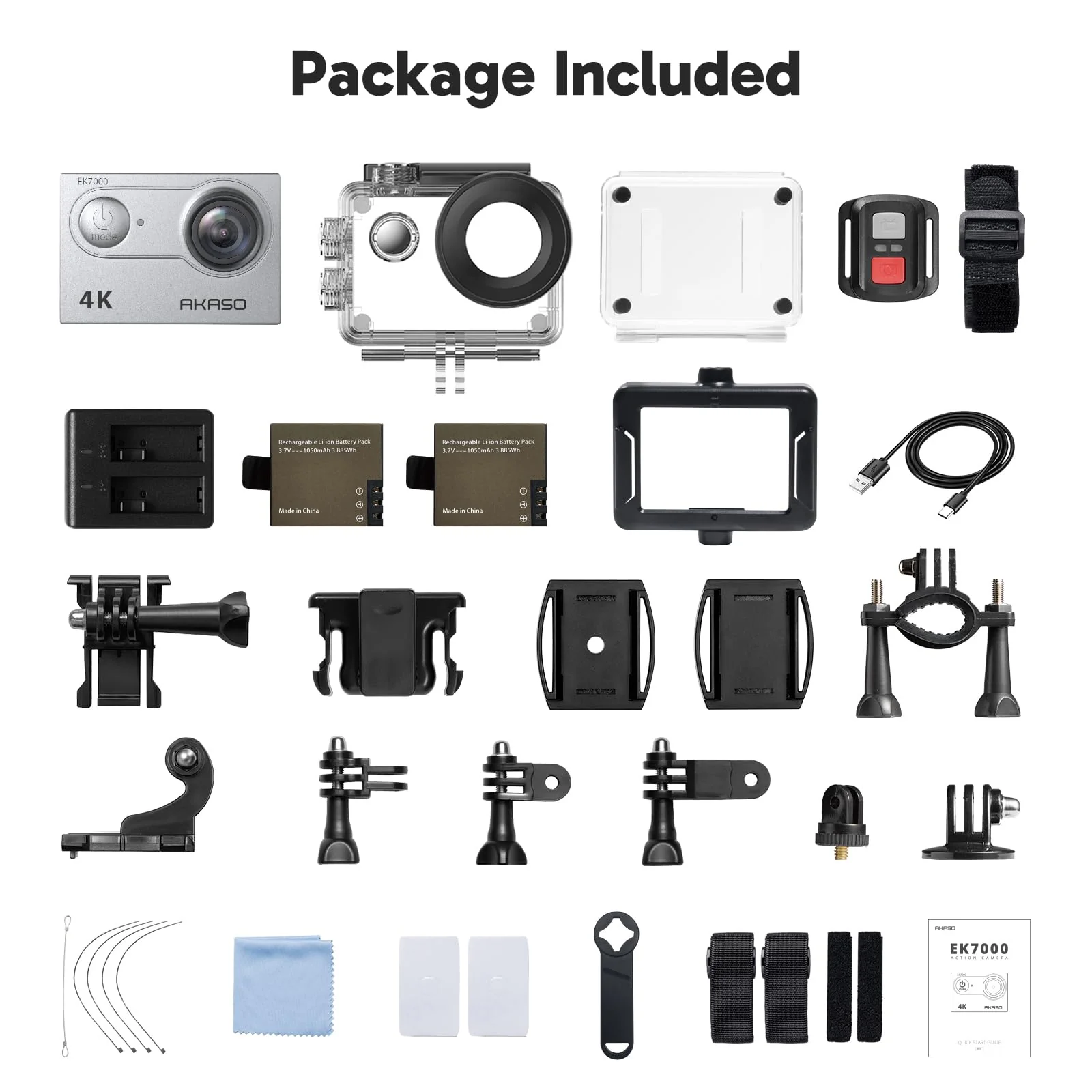 AKASO EK7000 4K30FPS 20MP WiFi Action Camera with EIS Ultra HD Underwater Camera 131FT Waterproof Camera Remote Control 4X Zoom Support External Microphone Silver Sage/Silver - Image 9