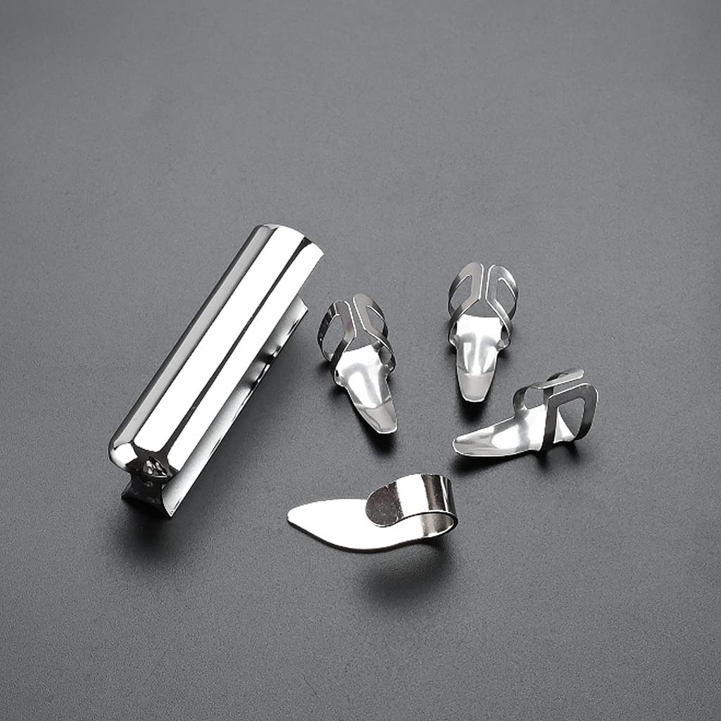 Alnicov Guitar Slide Steel Stainless Tone Bar for Hawaiian Guitar Lap Steel Guitar, Electric Guitar with Metal Thumb Finger Picks Plectrums?Chrome - Image 7