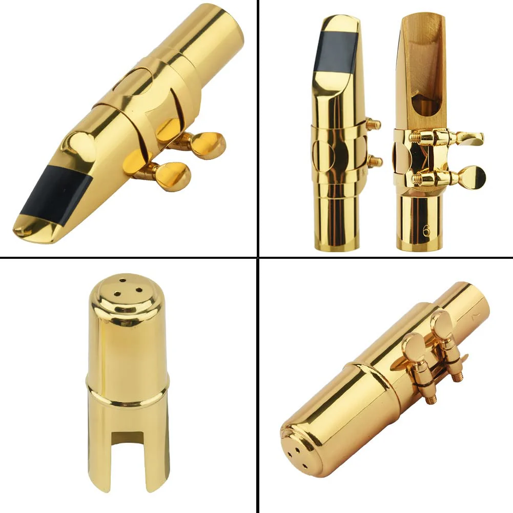Alto Sax Saxophone Mouthpiece w/Cap & Ligatures, Brass Metal Eb Alto Sax Mouthpieces 5C for Saxophone Professionals and Beginners (Gold - 5C) - Image 5