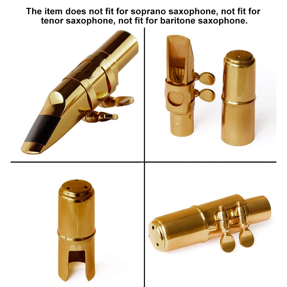 Alto Sax Saxophone Mouthpiece w/Cap & Ligatures, Brass Metal Eb Alto Sax Mouthpieces 7C for Saxophone Professionals and Beginners (Gold - 7C) - Image 5