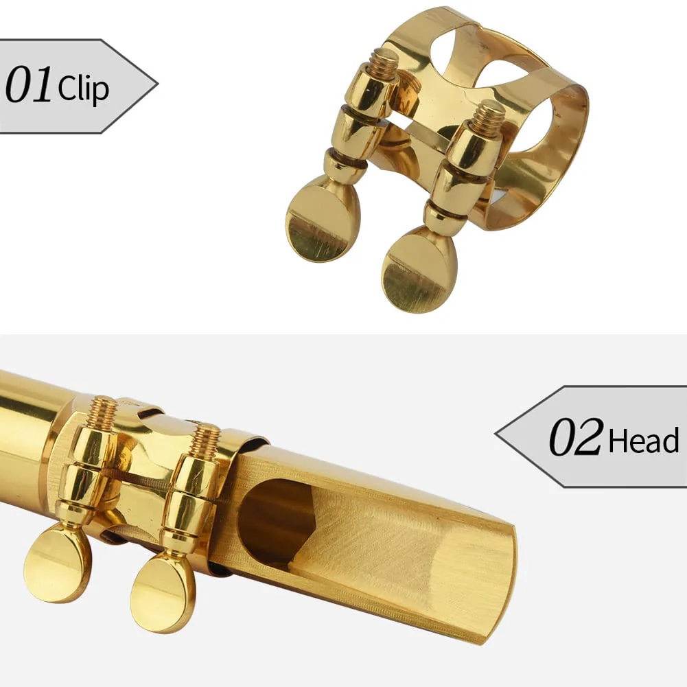 Alto Sax Saxophone Mouthpiece w/Cap & Ligatures, Brass Metal Eb Alto Sax Mouthpieces 7C for Saxophone Professionals and Beginners (Gold - 7C) - Image 6
