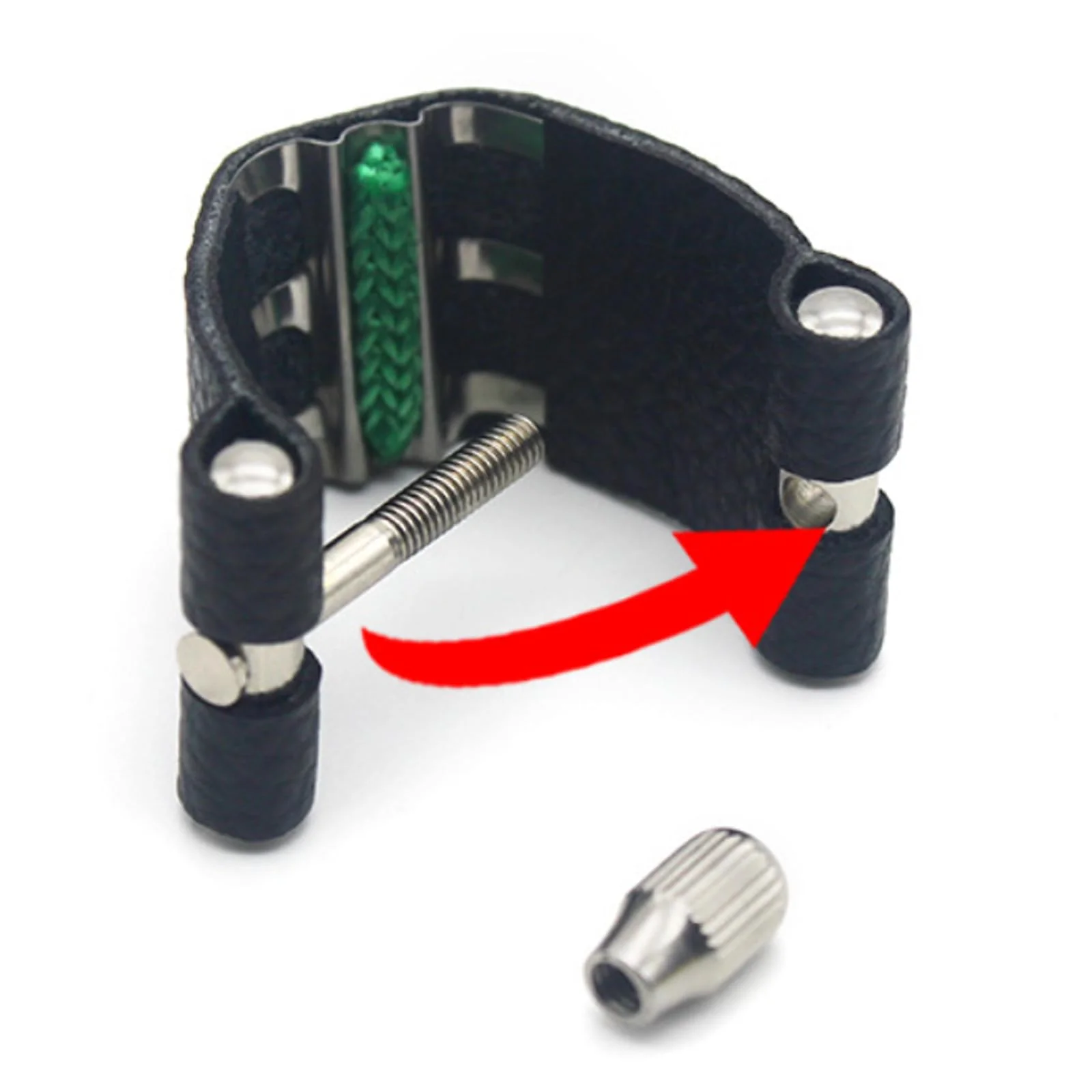 Alto Saxophone Ligature - Sturdy Synthetic Leather, Adjustable, Secure Fit, for Standard Alto Saxophone, Easy Installation - Image 3