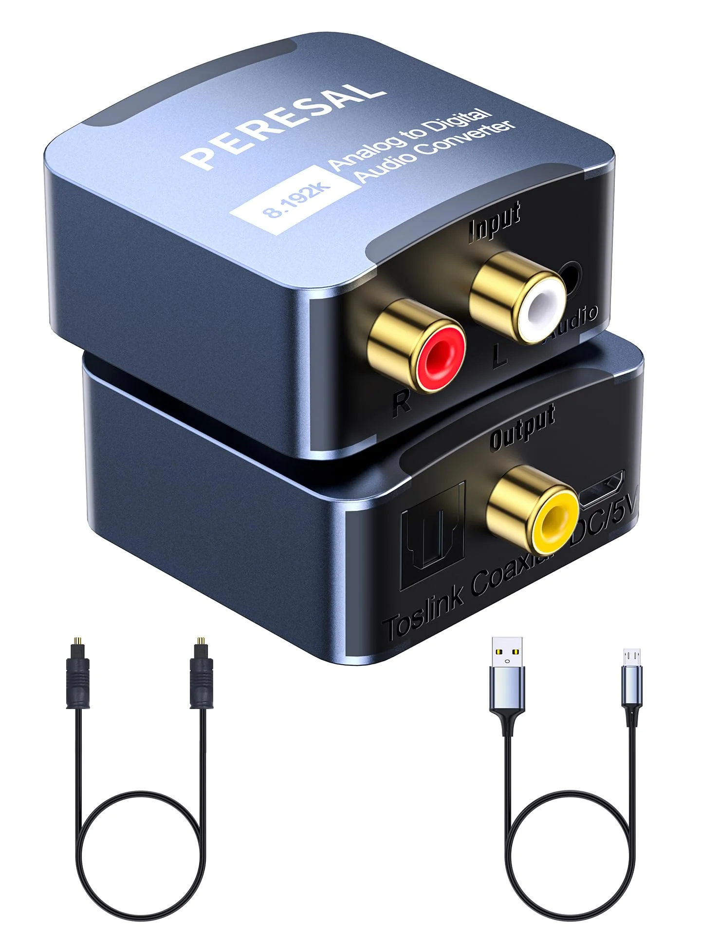 Analog to Digital Audio Converter 3.5mm to SPDIF/Coaxial with Optical Cable RCA to Optical for Laptops Desktop Computers to Soundbar & Amplifiers