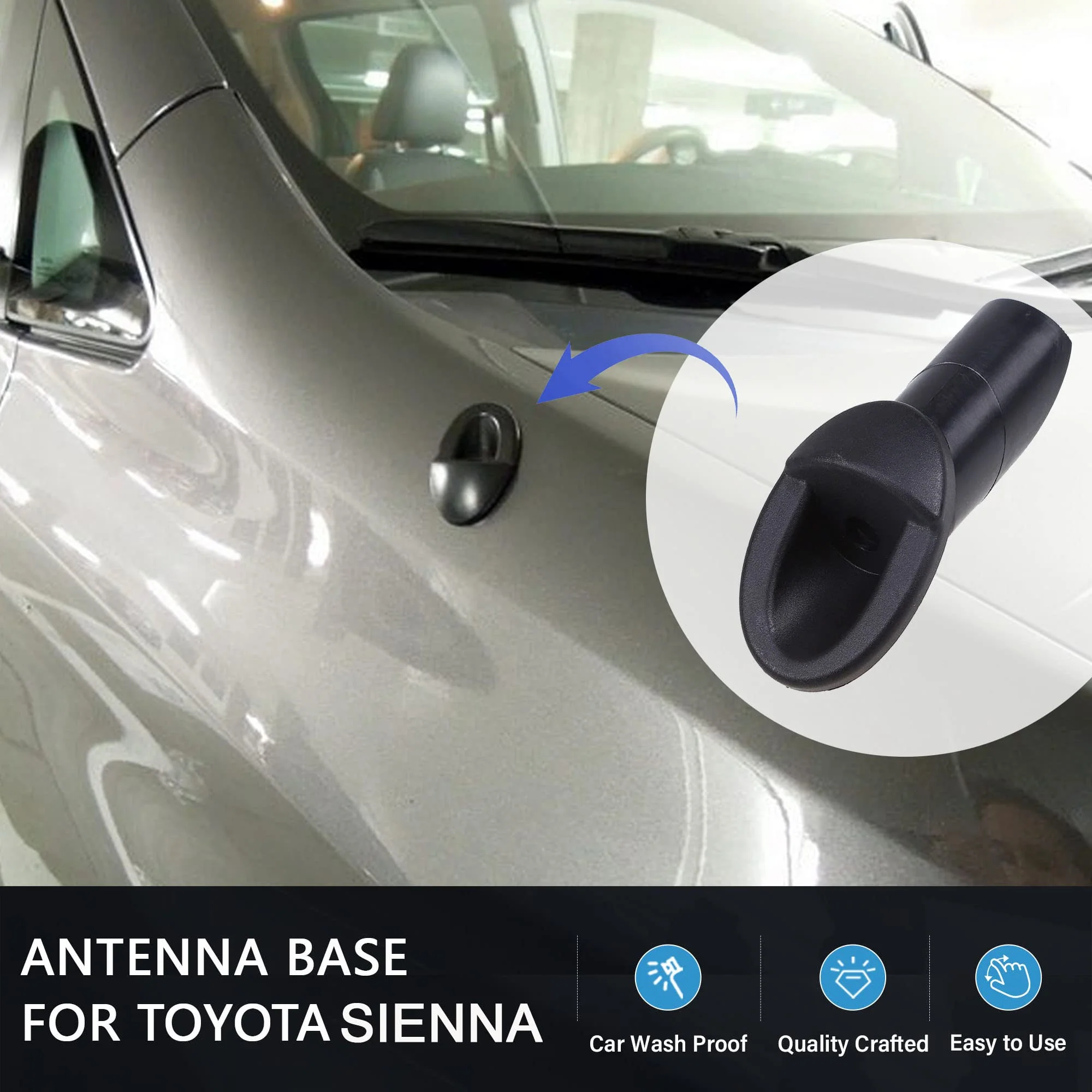 Anina Antenna Ornament for 2011-2014 Toyota Sienna 86392-08020 Toyota Accessory Antenna Adapter Black Mount Radio Antenna Base Bezel - Image 2