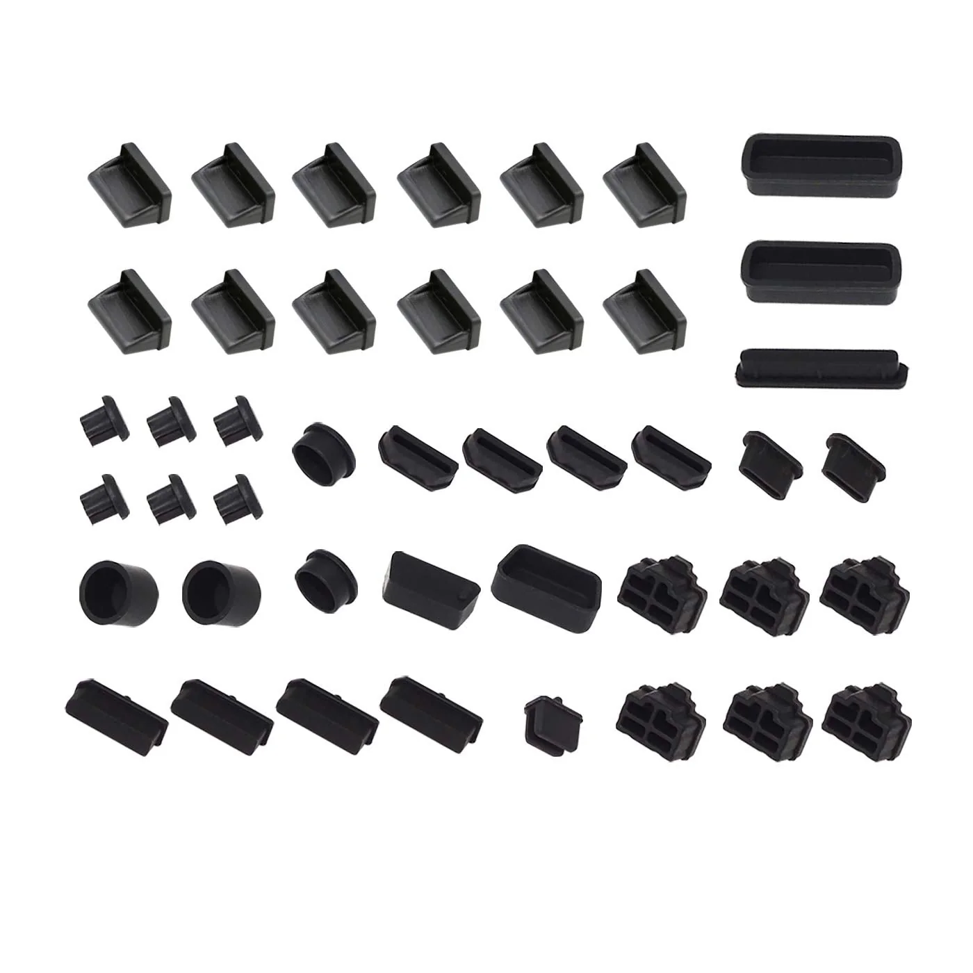 Anti Dust Plug,HFEIX Silicone Cap Computer Port Cover PC Interface Stopper Socket Protecor Kit Black (black 44) black 44