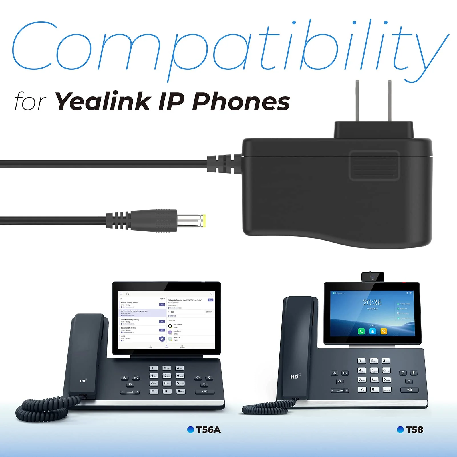 ANTOBLE Power Adapter Compatible with Yealink T54W Power Supply Yea-ps5v2000us Voip Telephone Adapters Home Phone Charger Replacement Part 5V 2A Power Charger for Yealink Phone Cord SIP Accessories - Image 5
