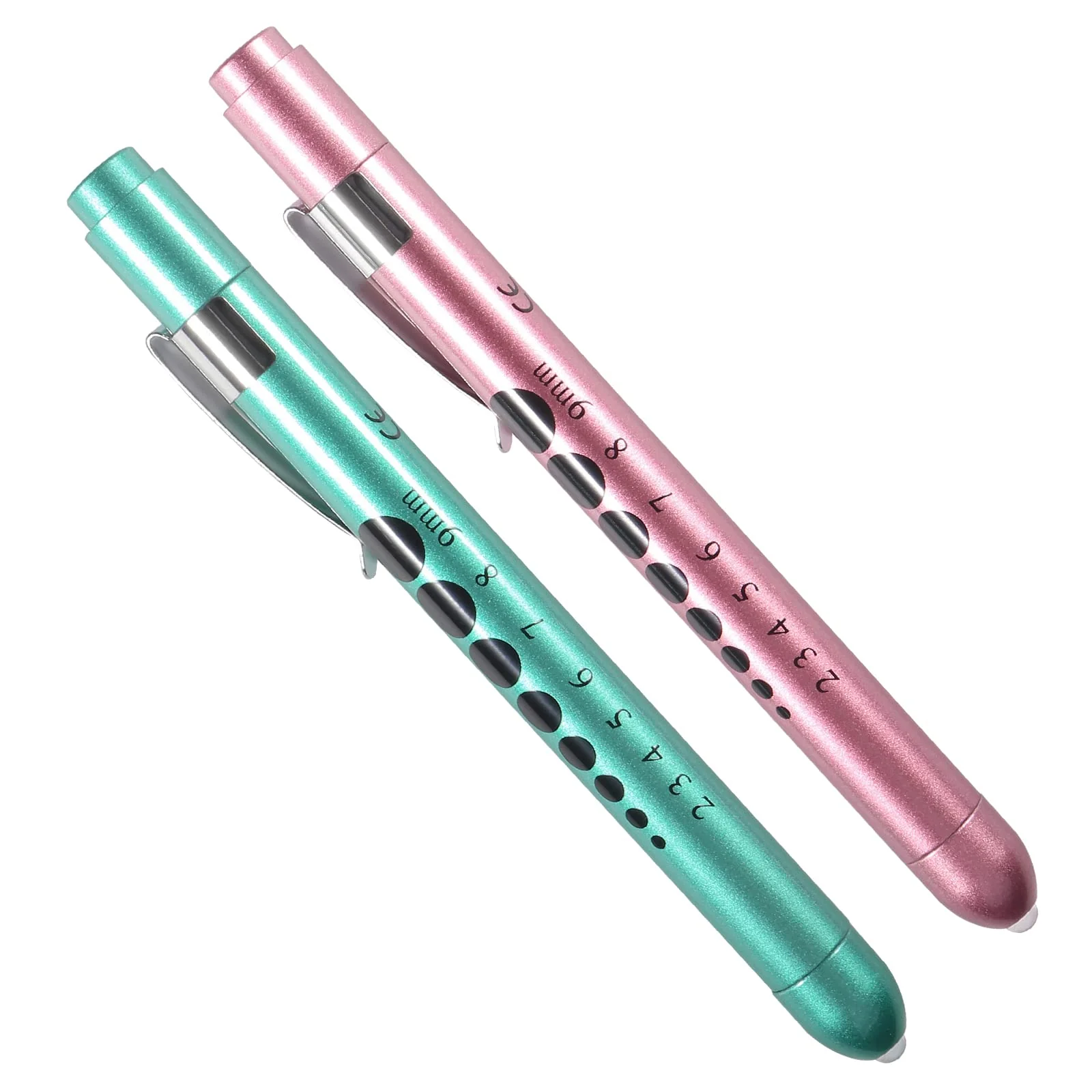 AOICRIE Medical Diagnostic Penlight, Pupil Light, Mini Reusable LED Pen Torch, Torch, Doctor Nurse Emergency Pen Light with Engraving Gauge and Linea (Rose Gold + Green) Rose Gold + Green