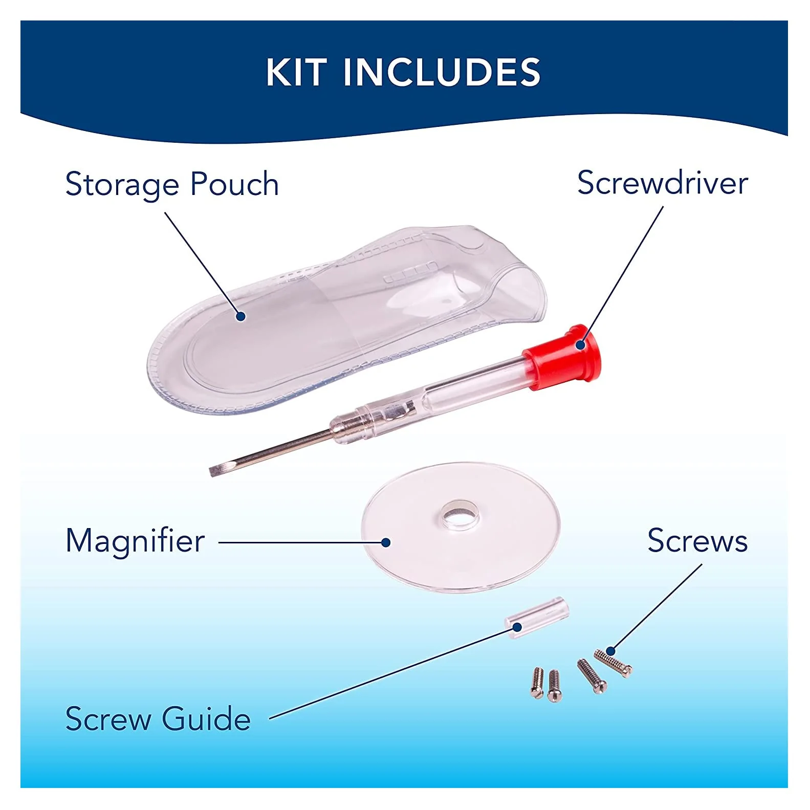 Apex Glasses Repair Kit - Eyeglass Repair Kit with Small Screwdriver ,Eyeglass Screws, Magnifying Glass, Screw Guide, & Storage Pouch - Universal Eyeglass Repair Kit for Reading Glasses, & Sunglasses - Image 3
