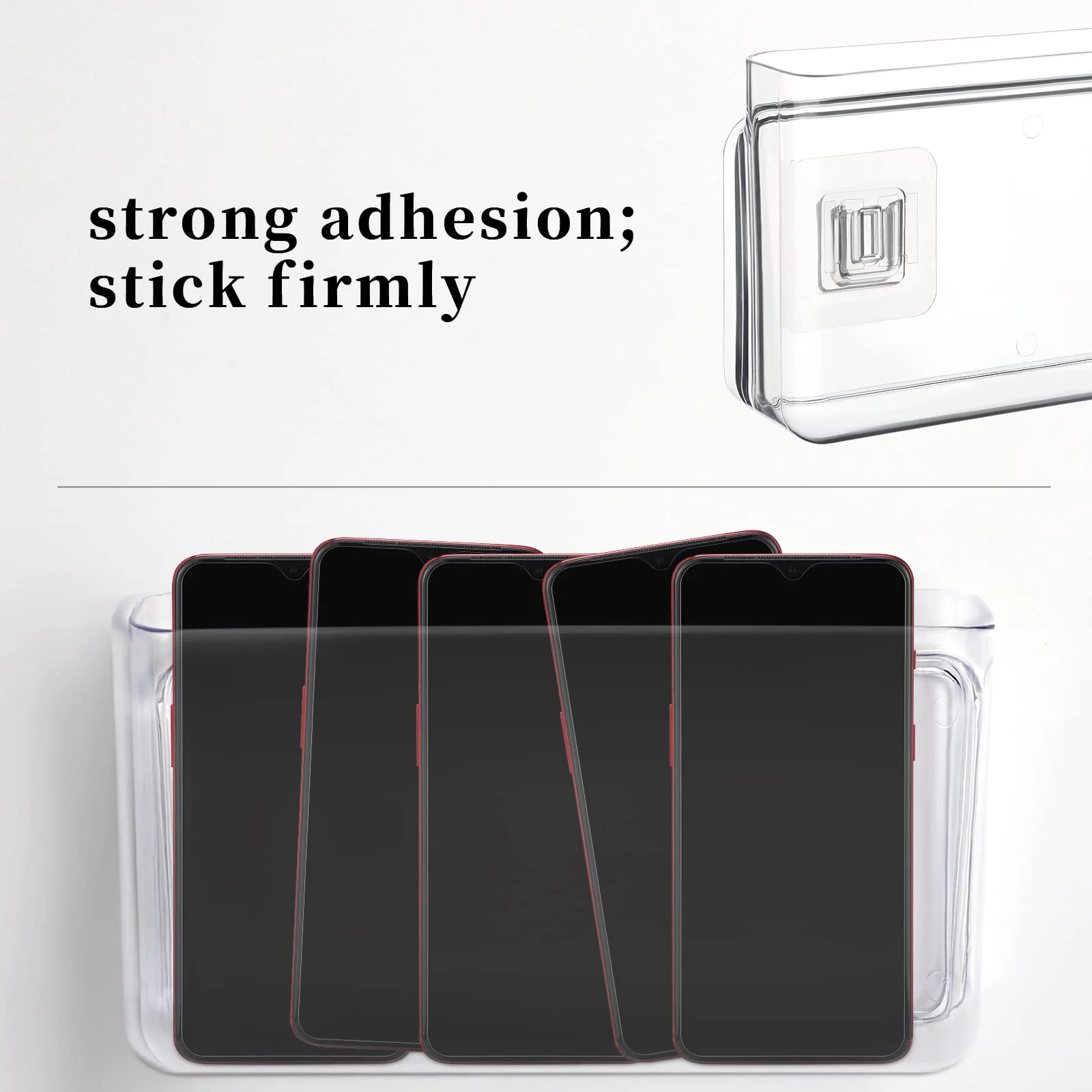 APSOONSELL Wall Mount Storage Organizer Box for Phone Remote Control Holder Clear L L-Clear - Image 4