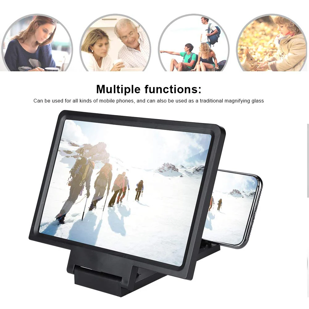ASHATA 19.56" Screen Magnifier for Smartphone, HD Mobile Phone Screen Magnifier, No Power Drive, Movie Video Expandable HD Screen for Watching Movies Videos (Black) - Image 4