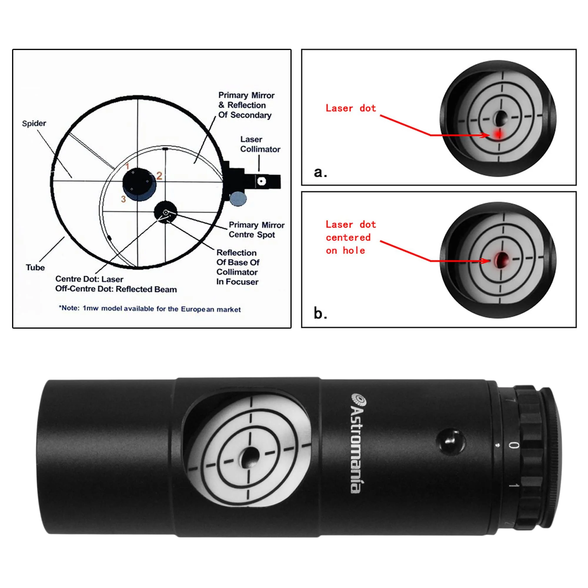 Astromania Alignment 1.25" Next Generation Laser Collimator for Newtonian Telescopes - with This Laser You can collimate Your Newtonian Telescope in just a Few Minutes! - Image 4