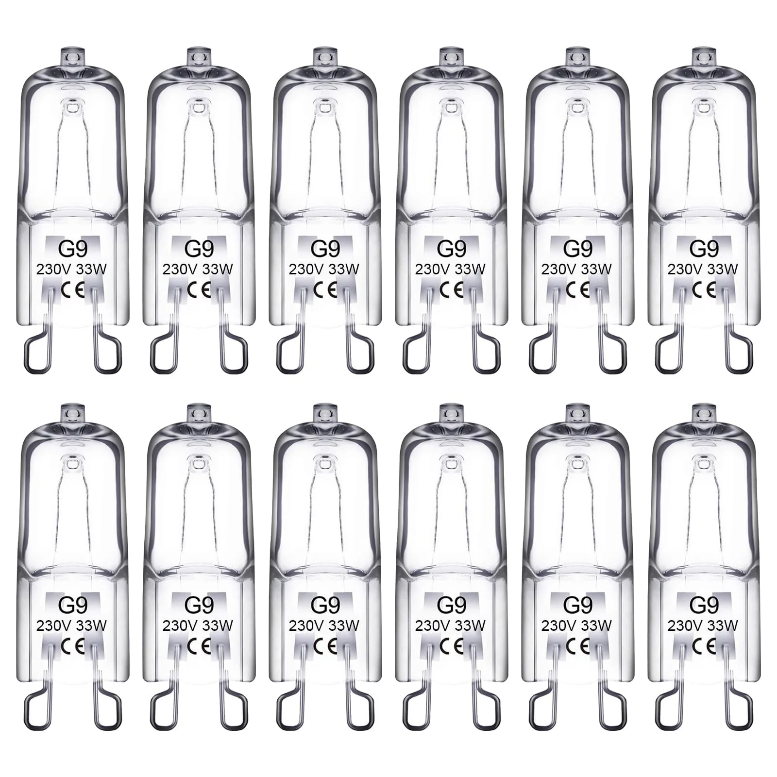 ATJTYSX Pack of 12 Halogen Bulbs, G9 33 W 230 V Oven Lamp, G9 Halogen Bulb, for Oven, Microwave, Oil up to 300 °C