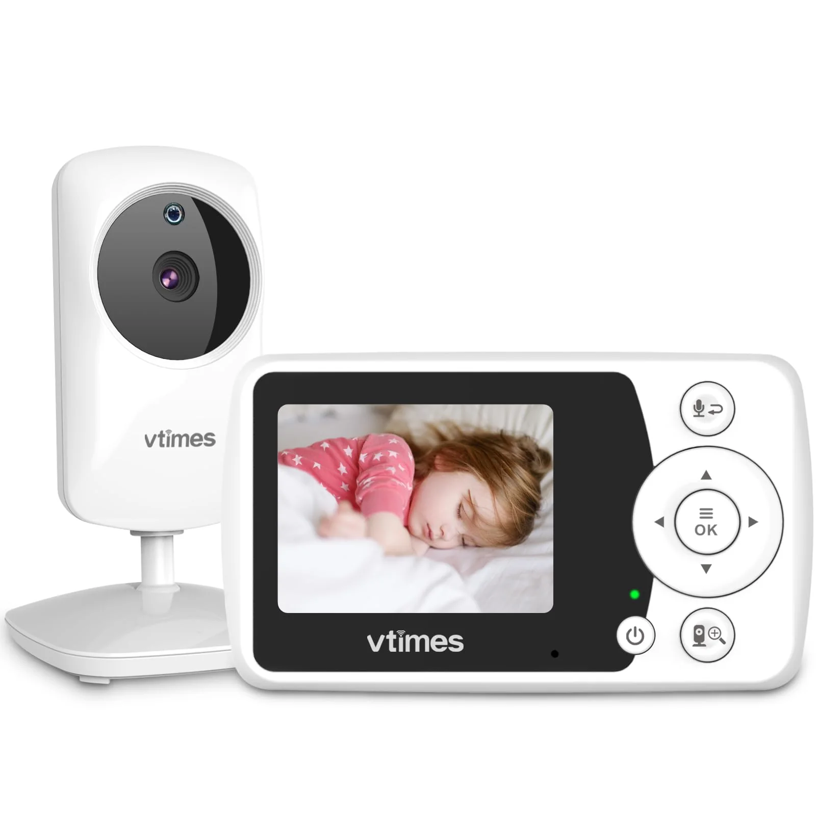 Baby Monitor with Camera and Audio, Video Baby Monitor No WiFi Night Vision, 2.4" LCD Screen Portable Baby Camera VOX Mode Pan-Tilt-Zoom Alarm and 1000ft Range, Ideal for Baby/Elderly/Pet