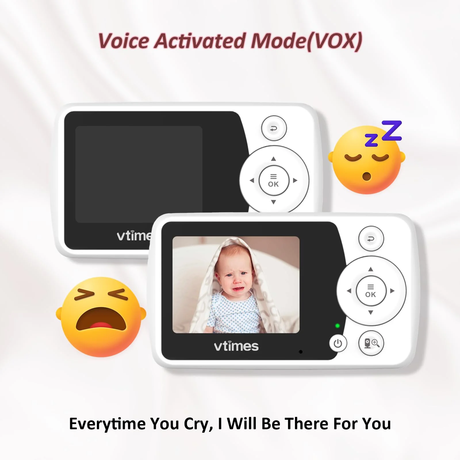 Baby Monitor with Camera and Audio, Video Baby Monitor No WiFi Night Vision, 2.4" LCD Screen Portable Baby Camera VOX Mode Pan-Tilt-Zoom Alarm and 1000ft Range, Ideal for Baby/Elderly/Pet - Image 5