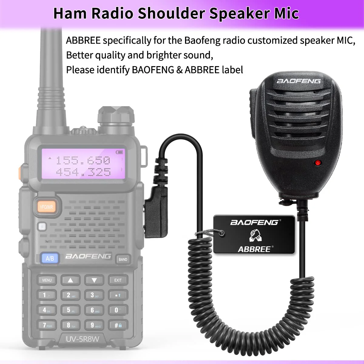 Baofeng Microphone Accessories for Ham Radio Police Walkie Talkie Speaker Mic for Baofeng UV-5R BF-F8HP 5RM UV-21R K5PLUS GM-15 Pro UV-5G Plus GM-5RH UV-17R TIDRADIO TD-H3 TD-H8 Quansheng UV-K5,4Pack Black-4Pack - Image 2