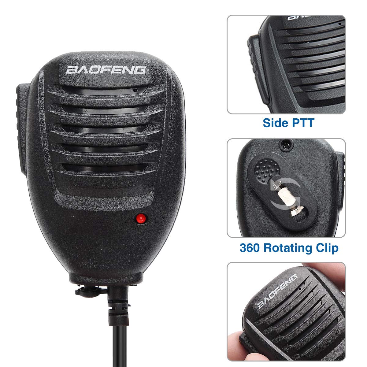 Baofeng Microphone Accessories for Ham Radio Police Walkie Talkie Speaker Mic for Baofeng UV-5R BF-F8HP 5RM UV-21R K5PLUS GM-15 Pro UV-5G Plus GM-5RH UV-17R TIDRADIO TD-H3 TD-H8 Quansheng UV-K5,4Pack Black-4Pack - Image 4