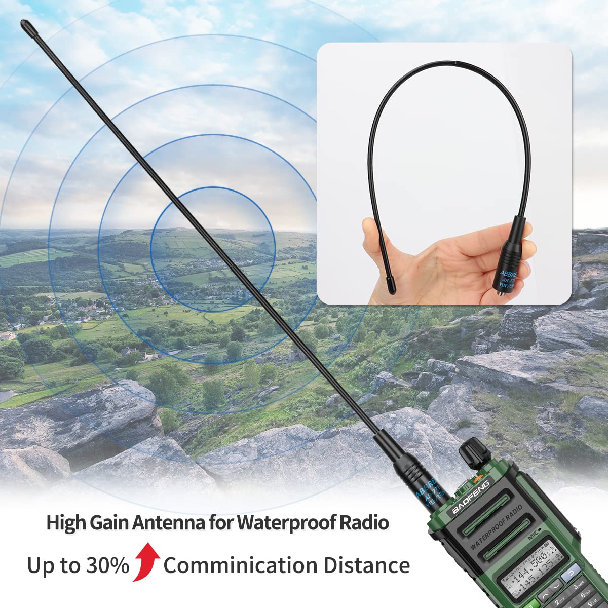 BAOFENG UV-9R Pro Radio Handheld Two Way Radio Dual Band Waterproof Transceiver Long Range Walkie Talkie Rechargeable with Type-C Charger Green+AR-771 - Image 5