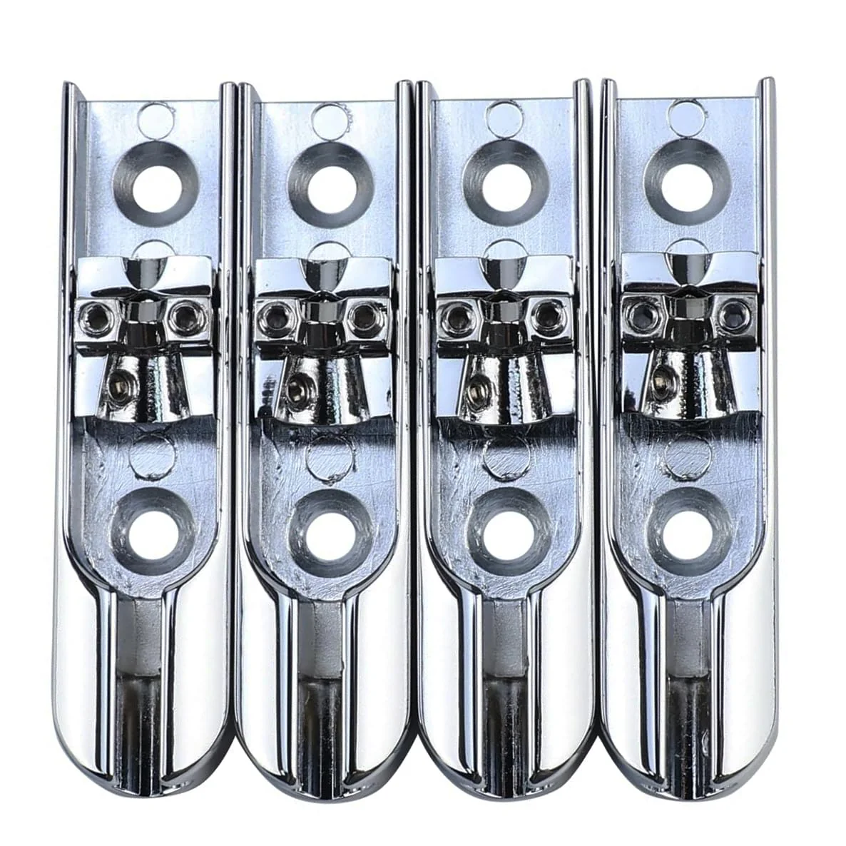 Bass Guitar Bridge with Zinc ALloy Saddle Base Individual Single String Fixed Bridge for 4 String Electric Bass Replacement Parts(Chrome) 4PCS Chrome - Image 2