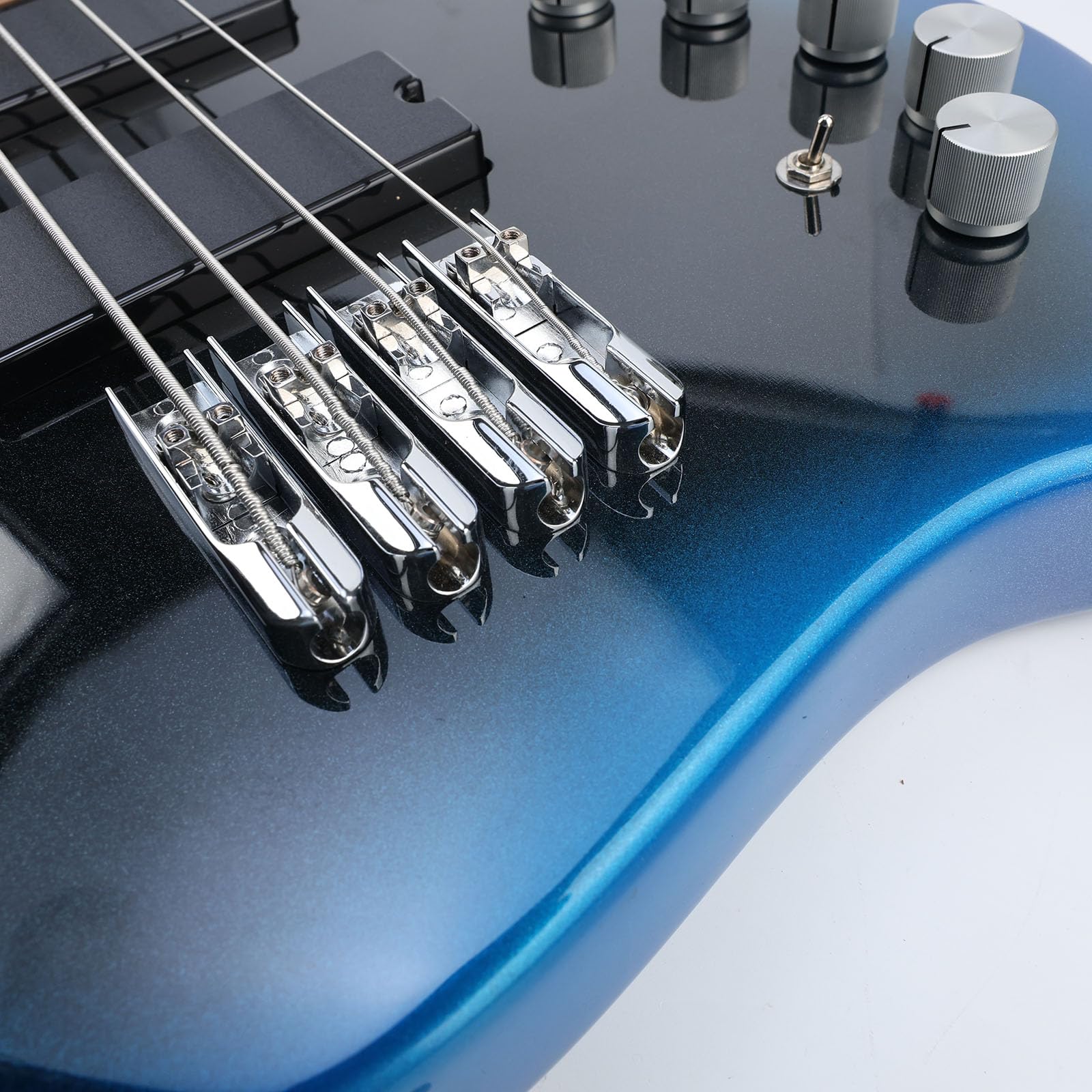 Bass Guitar Bridge with Zinc ALloy Saddle Base Individual Single String Fixed Bridge for 4 String Electric Bass Replacement Parts(Chrome) 4PCS Chrome - Image 5