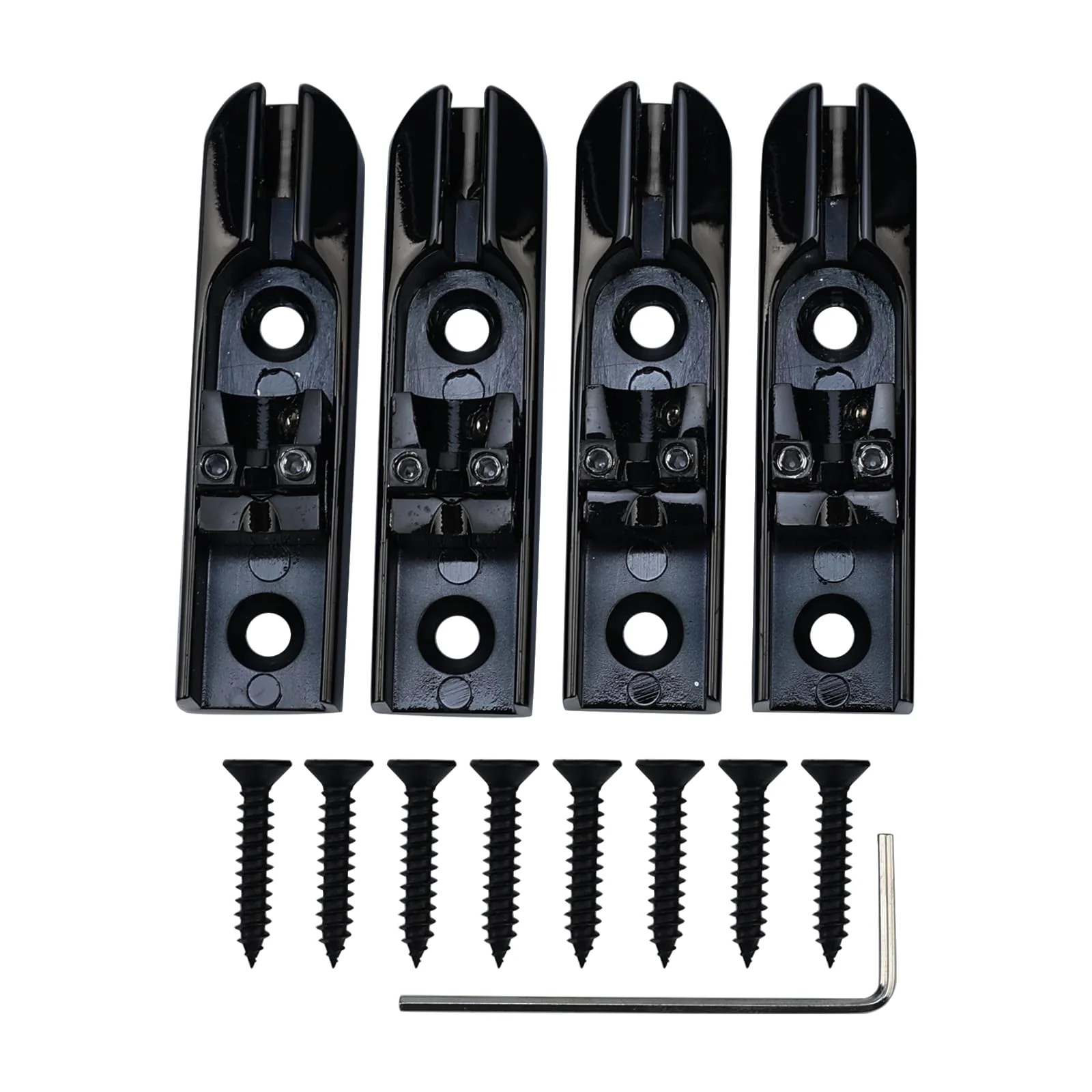 Bass Guitar Bridge with Zinc ALloy Saddle Base Individual Single String Fixed Bridge for 4 String Electric Bass Replacement Parts(Vacuum Black) 4PCS
