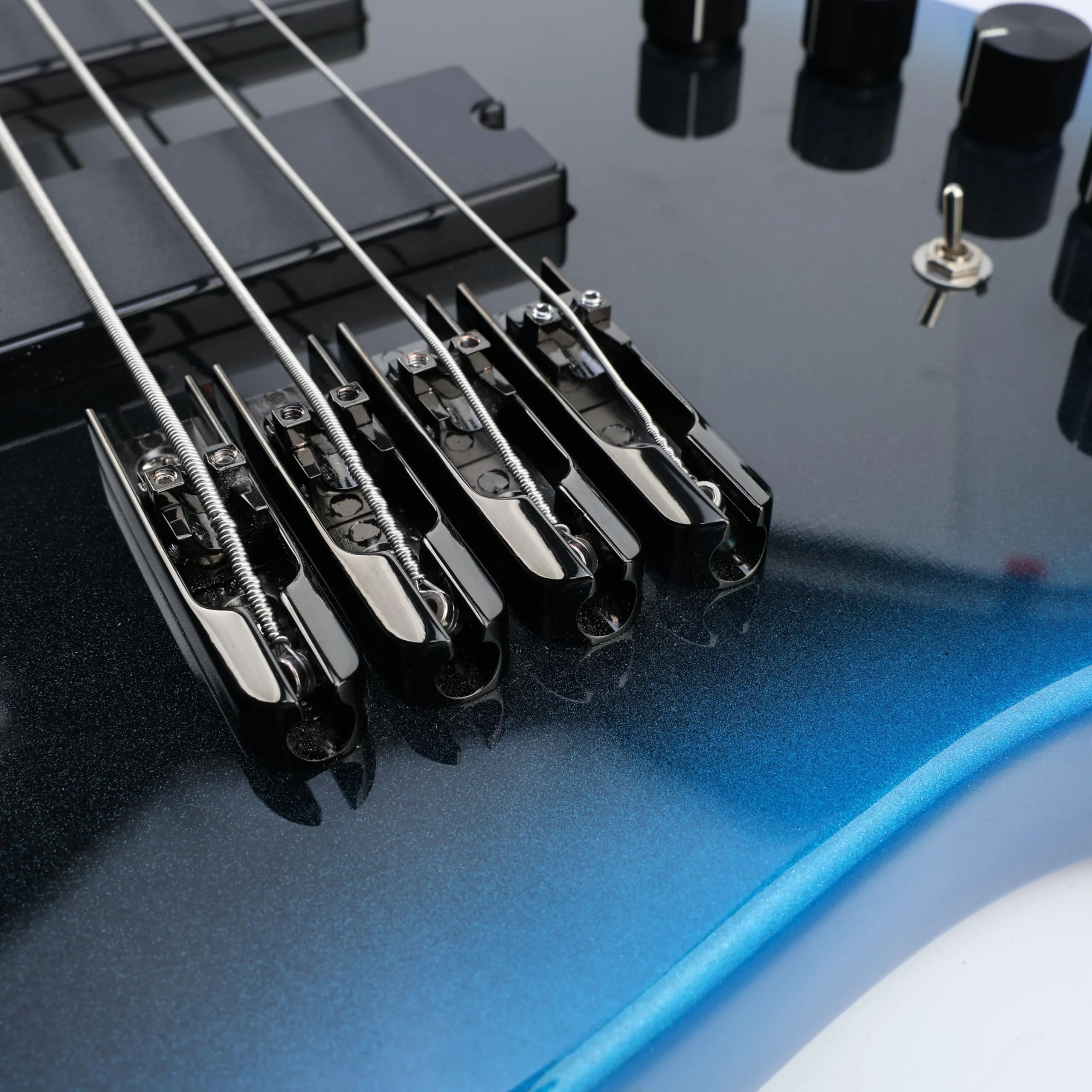 Bass Guitar Bridge with Zinc ALloy Saddle Base Individual Single String Fixed Bridge for 4 String Electric Bass Replacement Parts(Vacuum Black) 4PCS - Image 4