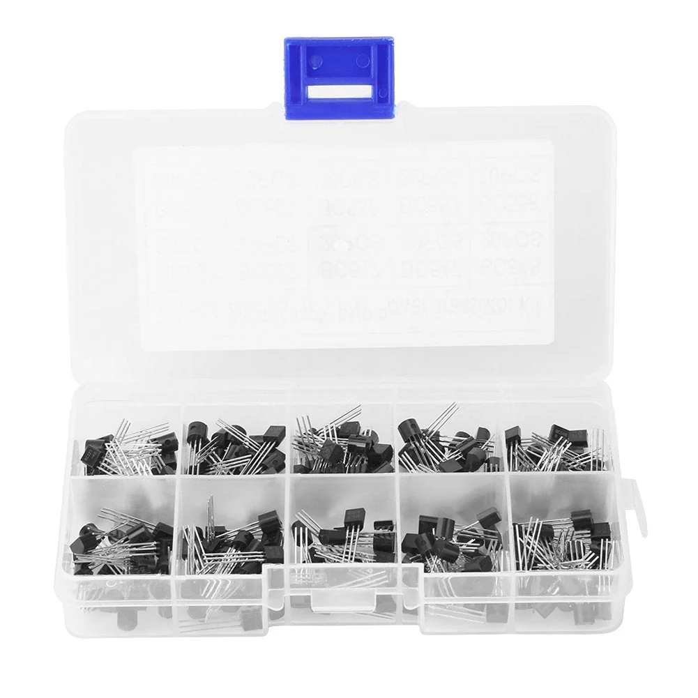 BC Transistors, 200 Pieces TO-92 Silicon NPN PNP Power Transistor Assortment Kit Set (Bc327 Bc337 Bc517 Bc547 Bc548 Bc549 Bc550 Bc556 Bc557 Bc558) with Plastic Storage Box