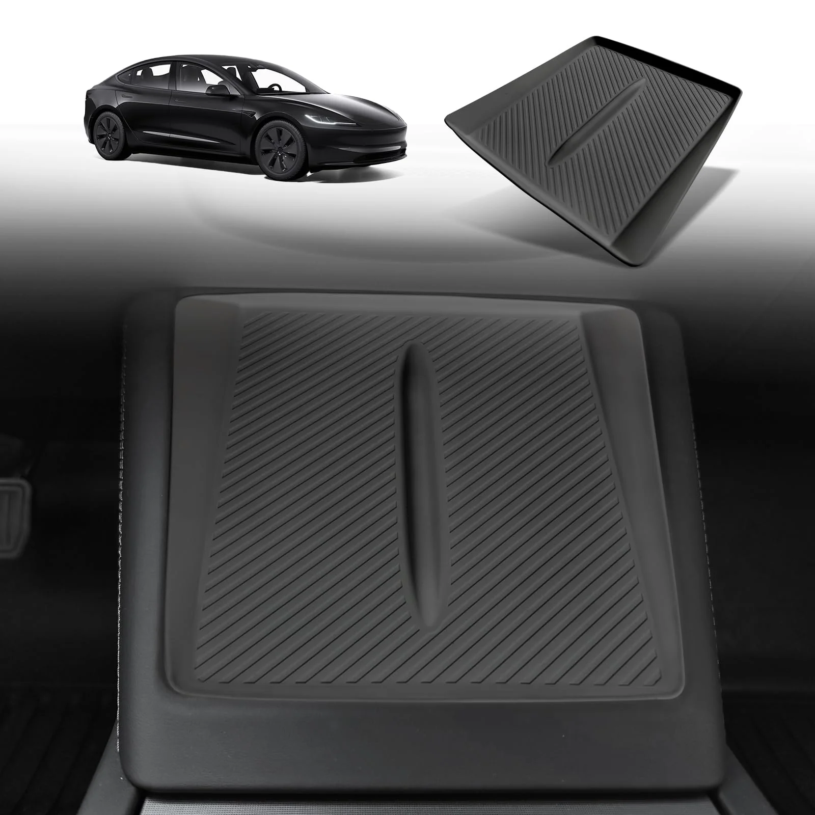 BestEvMod for Refreshed Model 3 Highland Center Console Phone Charge Area Silicone Mat Non Slip Silicone Pad Compatible with 2024 Refreshed Tesla Model 3 Highland Accessories (Black) Black