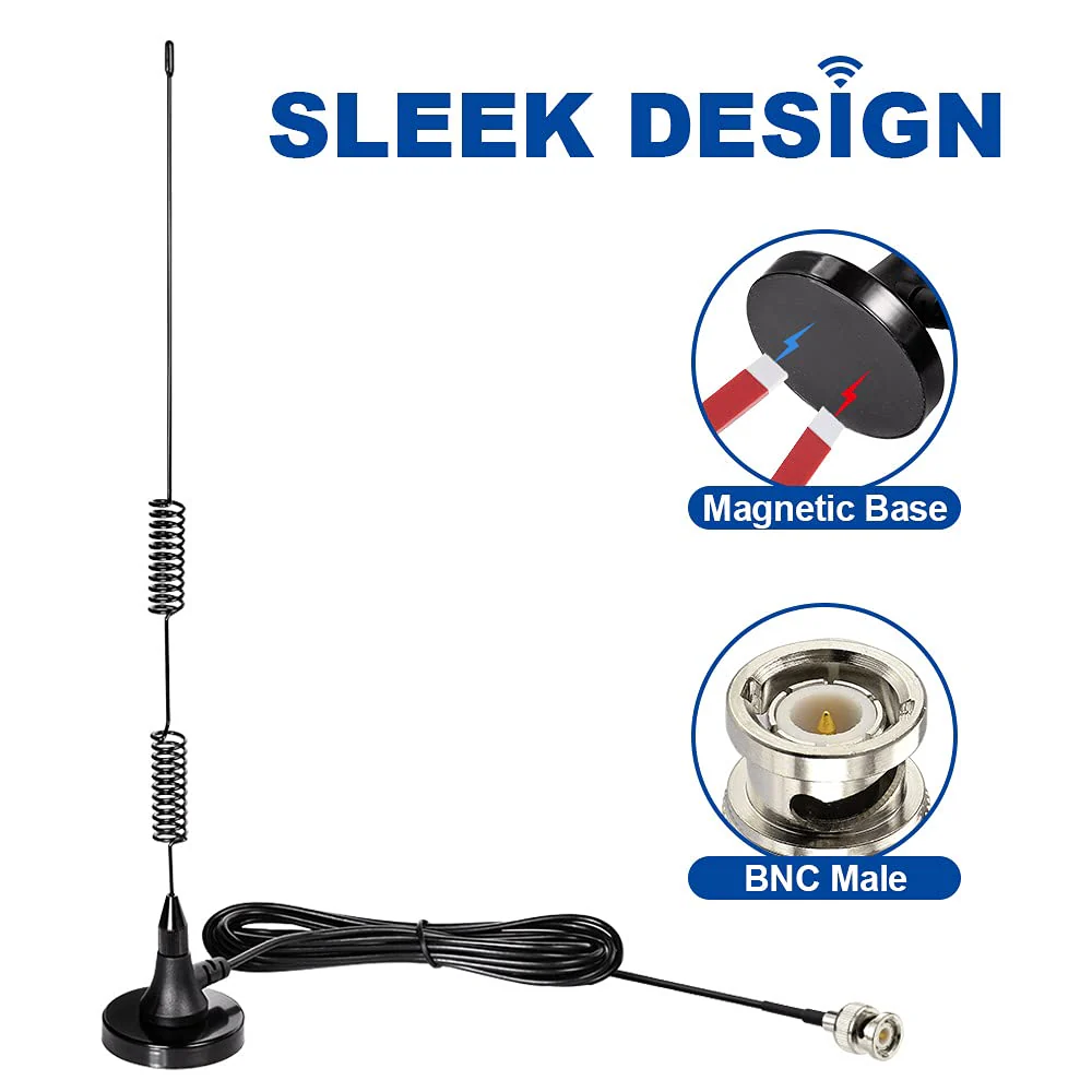 Bingfu 20-1300MHz Police Scanner Antenna Radio Magnetic Base HF VHF UHF Two Way Ham BNC Male Compatible with Uniden Bearcat Whistler Shack BNC Antenna - Image 2