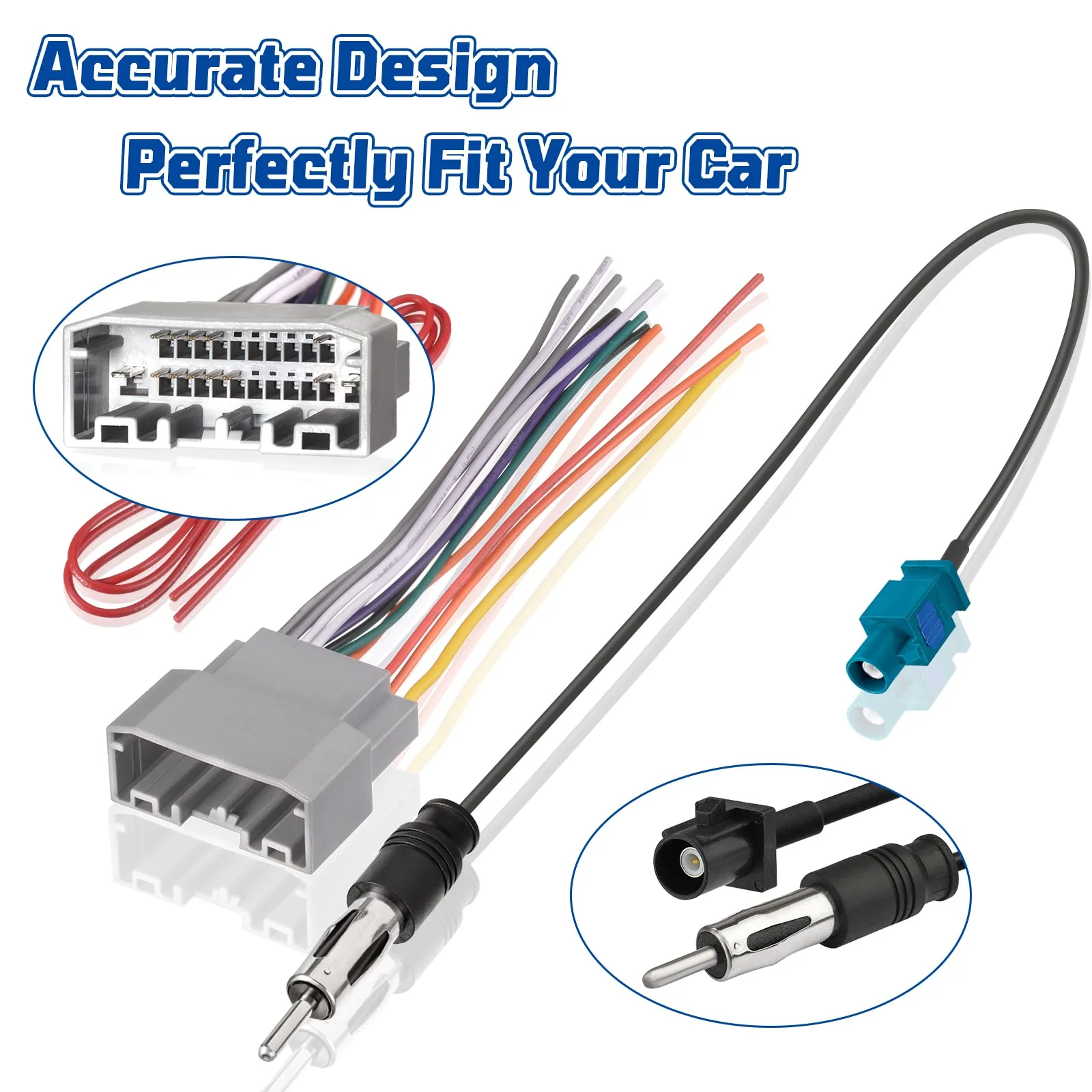 Bingfu Radio Wire Harness for Select 07-20 Chrysler Dodge Jeep Ram Volkswagen Mitsubishi DB11 Radio Wiring Harness with Antenna Adapter for Car Stereo DB11(22-Pin, 13 wires,support Non-amplified Systems) - Image 5